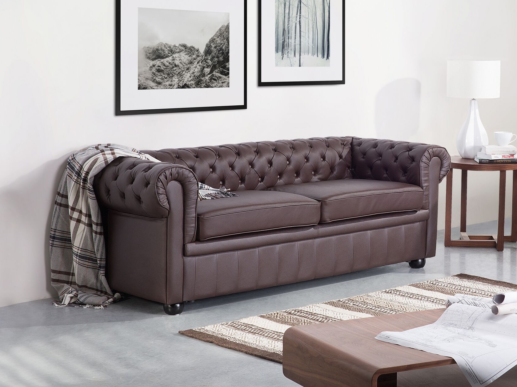 Kavč chesterfield Berwyn 832 (Temno rjava)