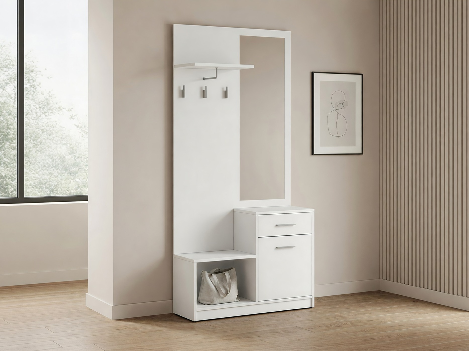 Komplet za predsobo Novsore 121 (Bela)