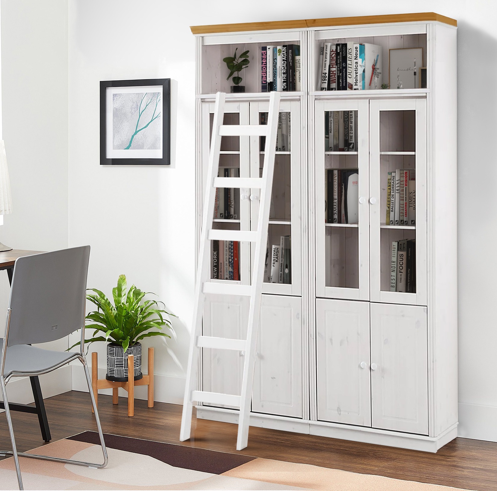 Komplet polic Saltoro 120 (Bela + Medeni hrast)