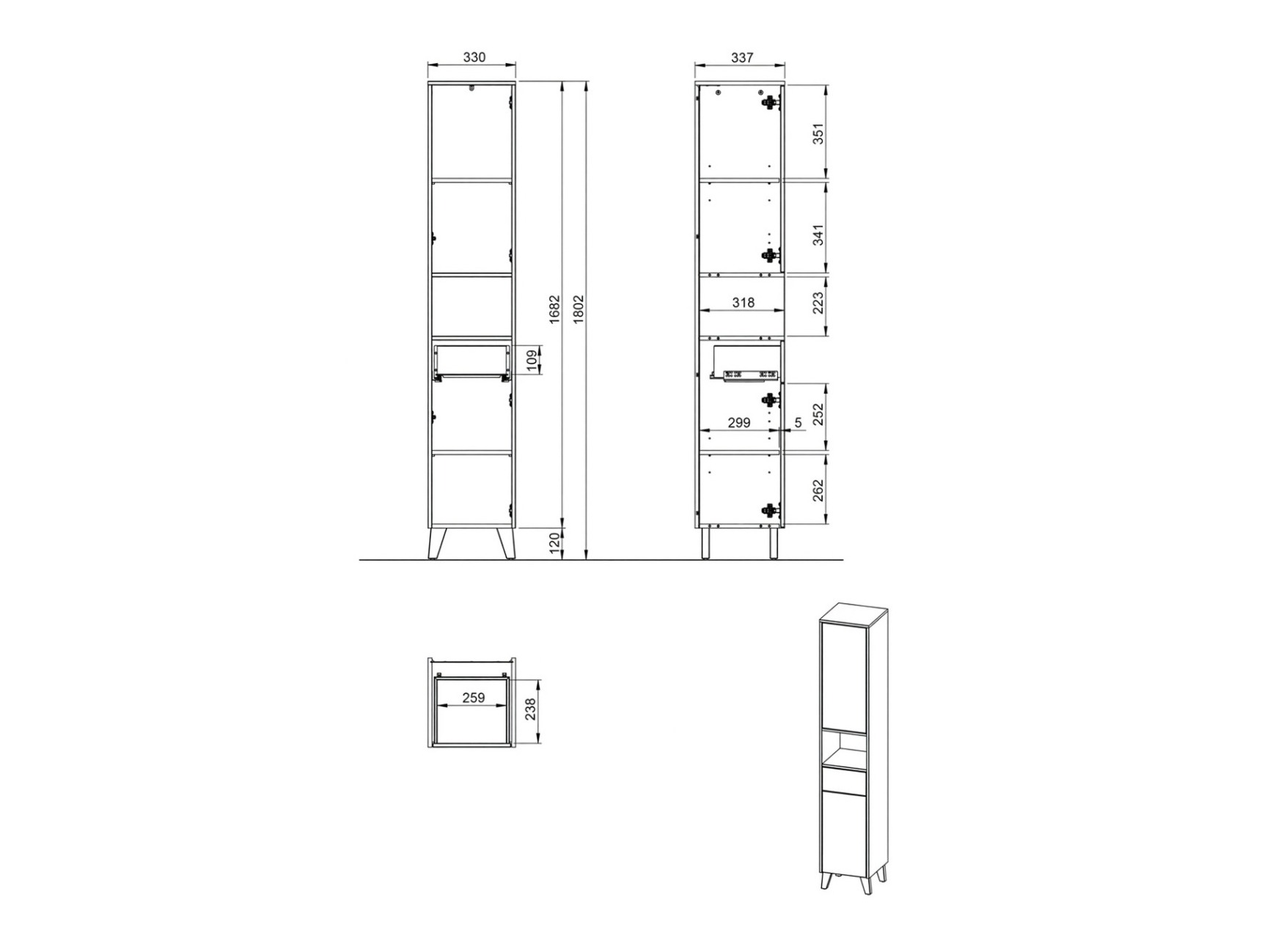 Prostostoječa Kopalniška omarica Voseri 103