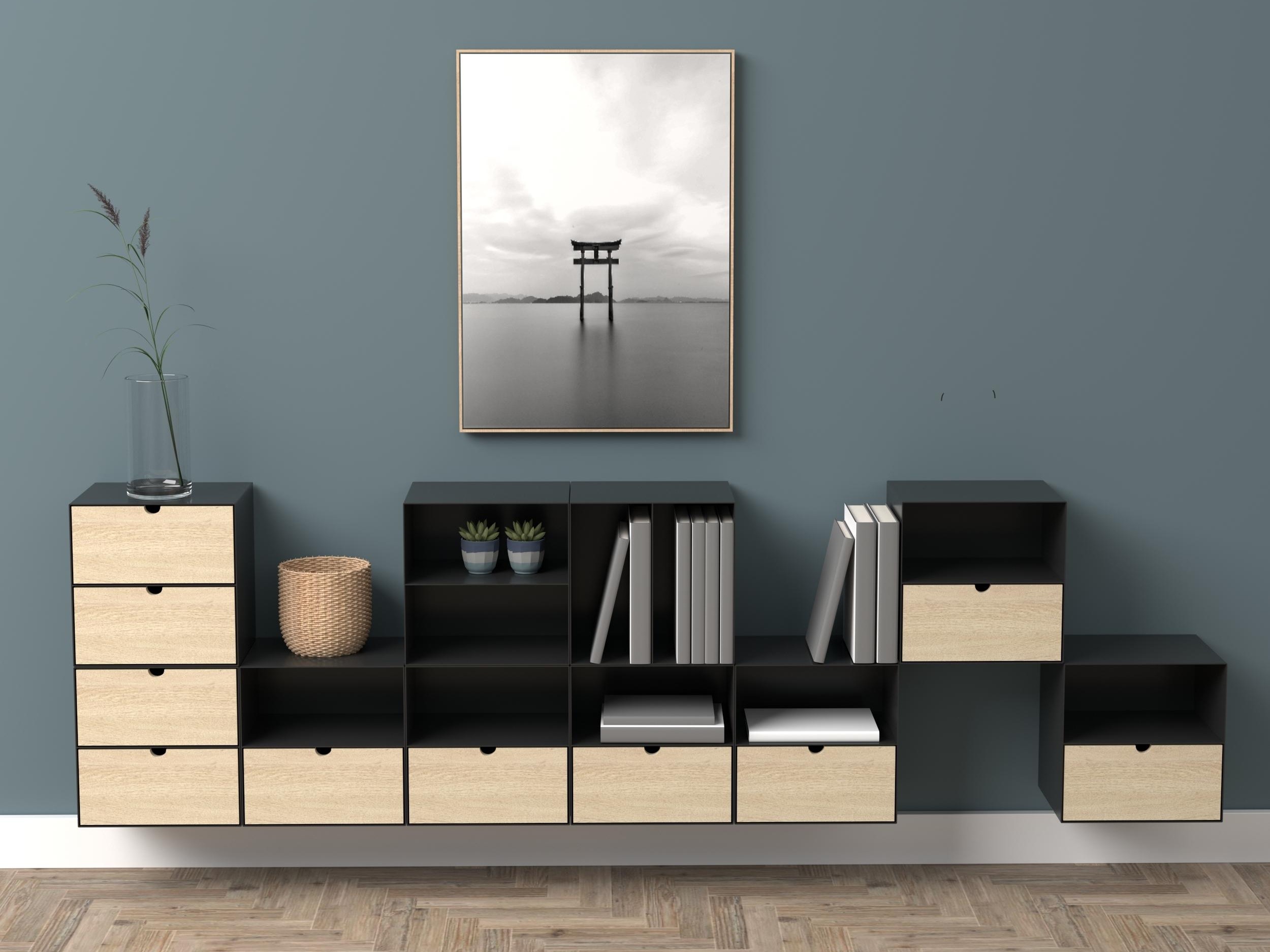 Nočna omarica Norsica 375 (Črna + Svetel les)