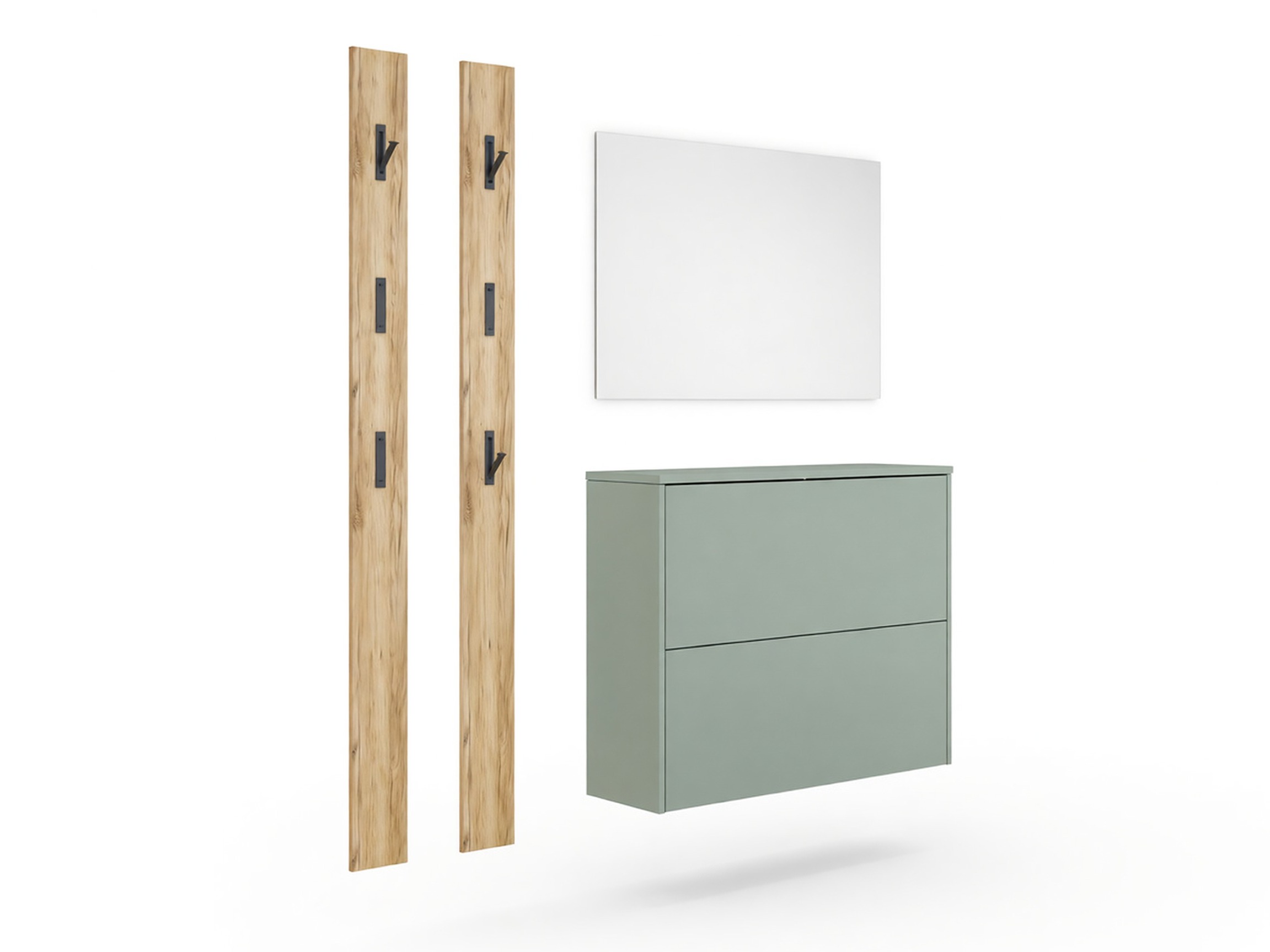 Komplet za predsobo Levfena 103 (Zelena + Navarra hrast)