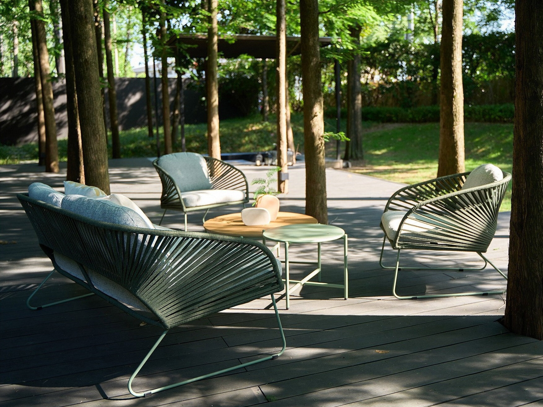 Komplet vrtnega pohištva Brea 298 (Siva + Zelena)