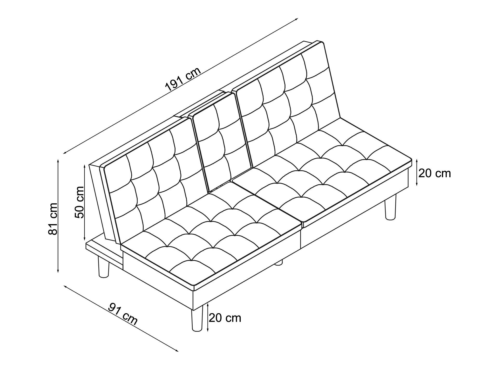 Raztegljiv kavč Tulsa 683 (Siva)