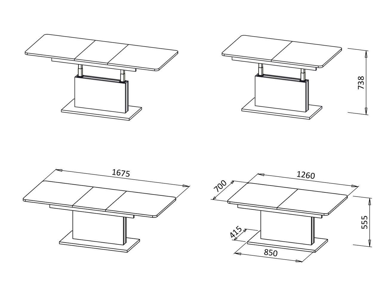 Raztegljiva klubska mizica Houston 1253 (Wotan hrast + Črna)