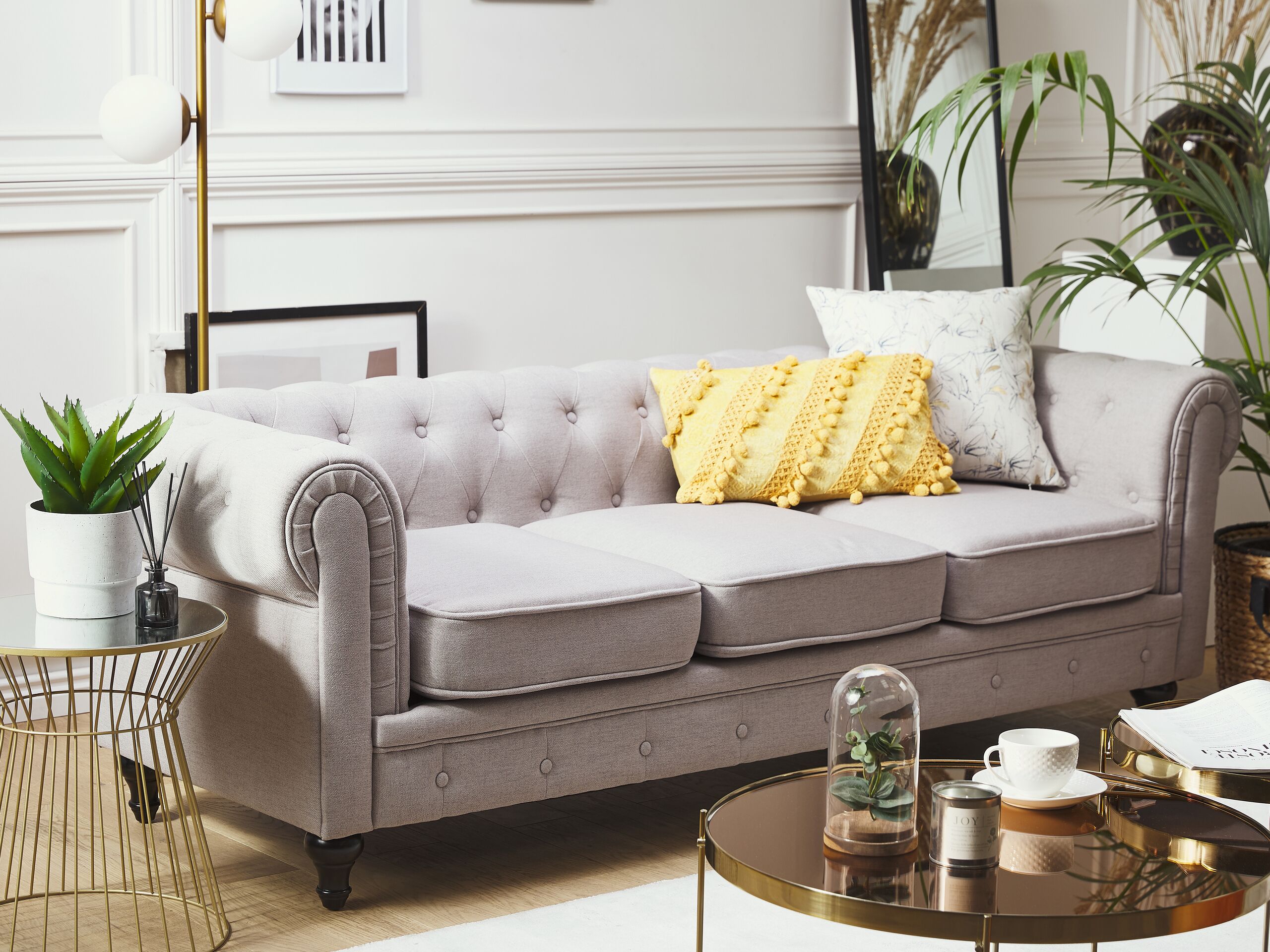Kavč chesterfield Cirdoro 100 (Svetlo siva)
