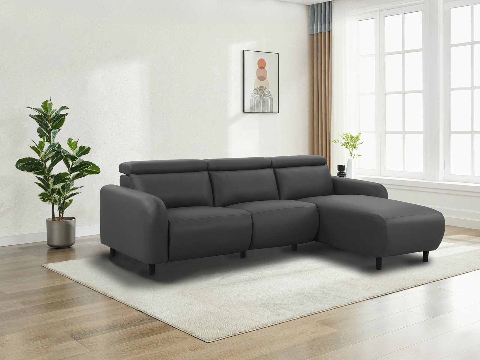 Kotna garnitura s počivalnikom Denton 1509 (Temno siva)