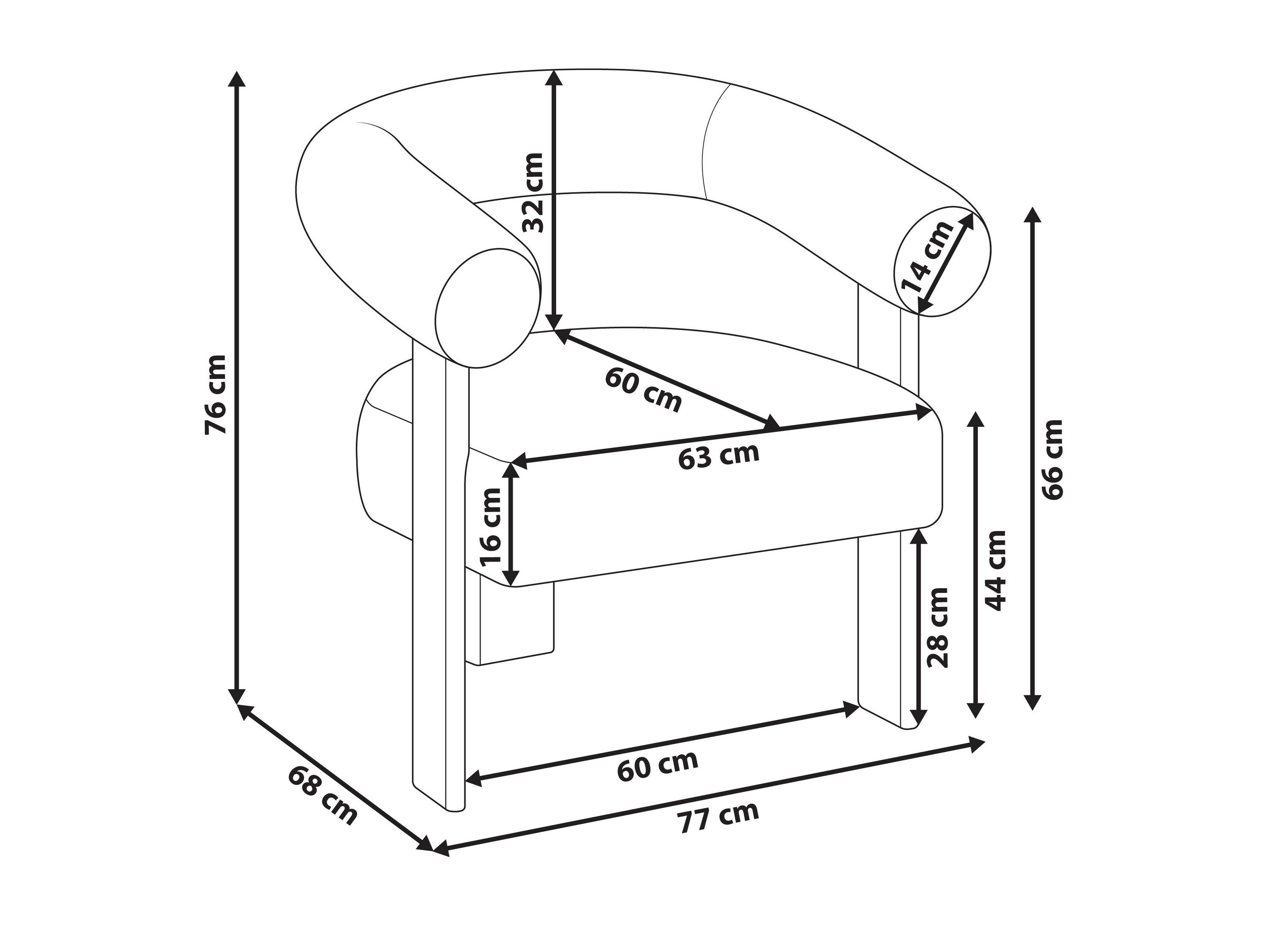 Fotelj Berwyn 3264 (Bela + Temno rjava)