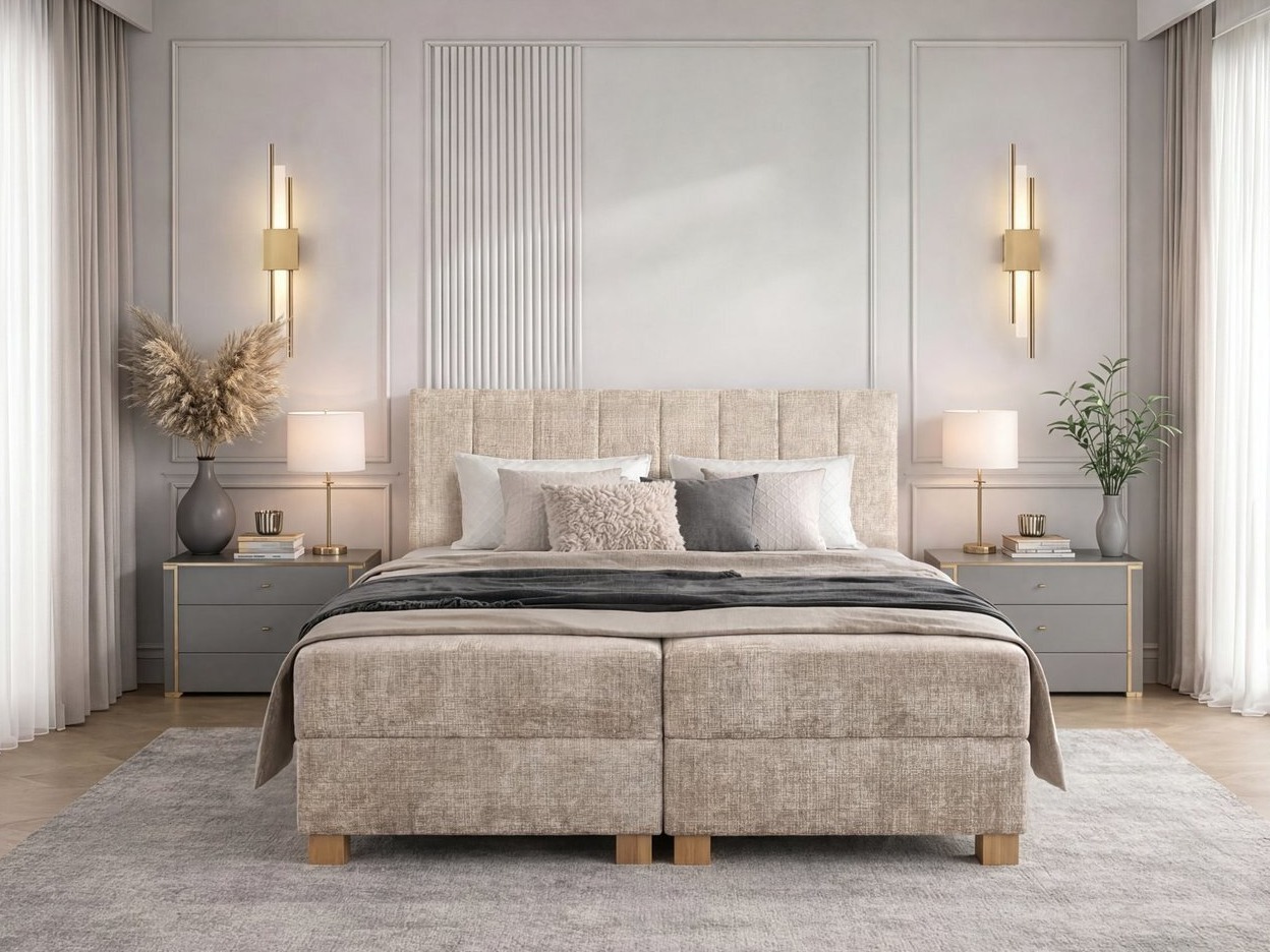 Boxspring postelja Houston 2119 (Bež)