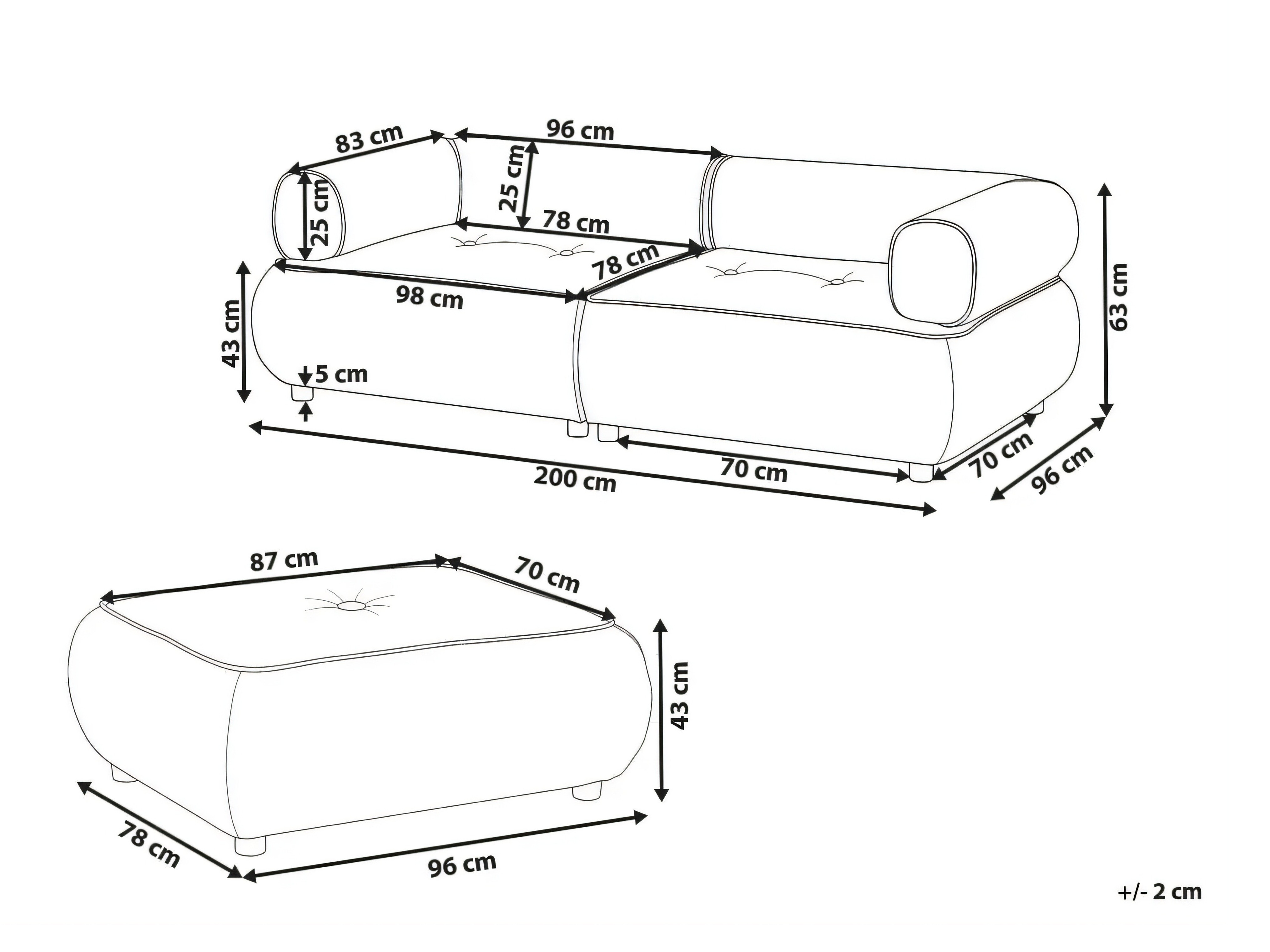Komplet oblazinjenega pohištva Berwyn 3266 (Bela)