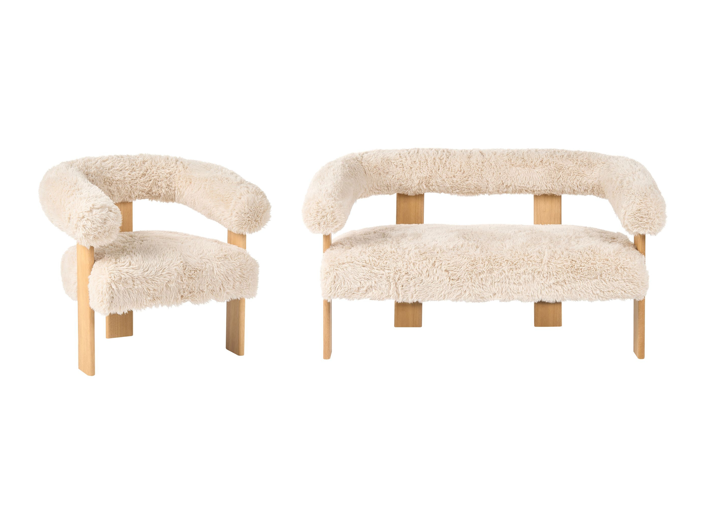 Komplet oblazinjenega pohištva Berwyn 3269 (Bela + Svetlo rjava)