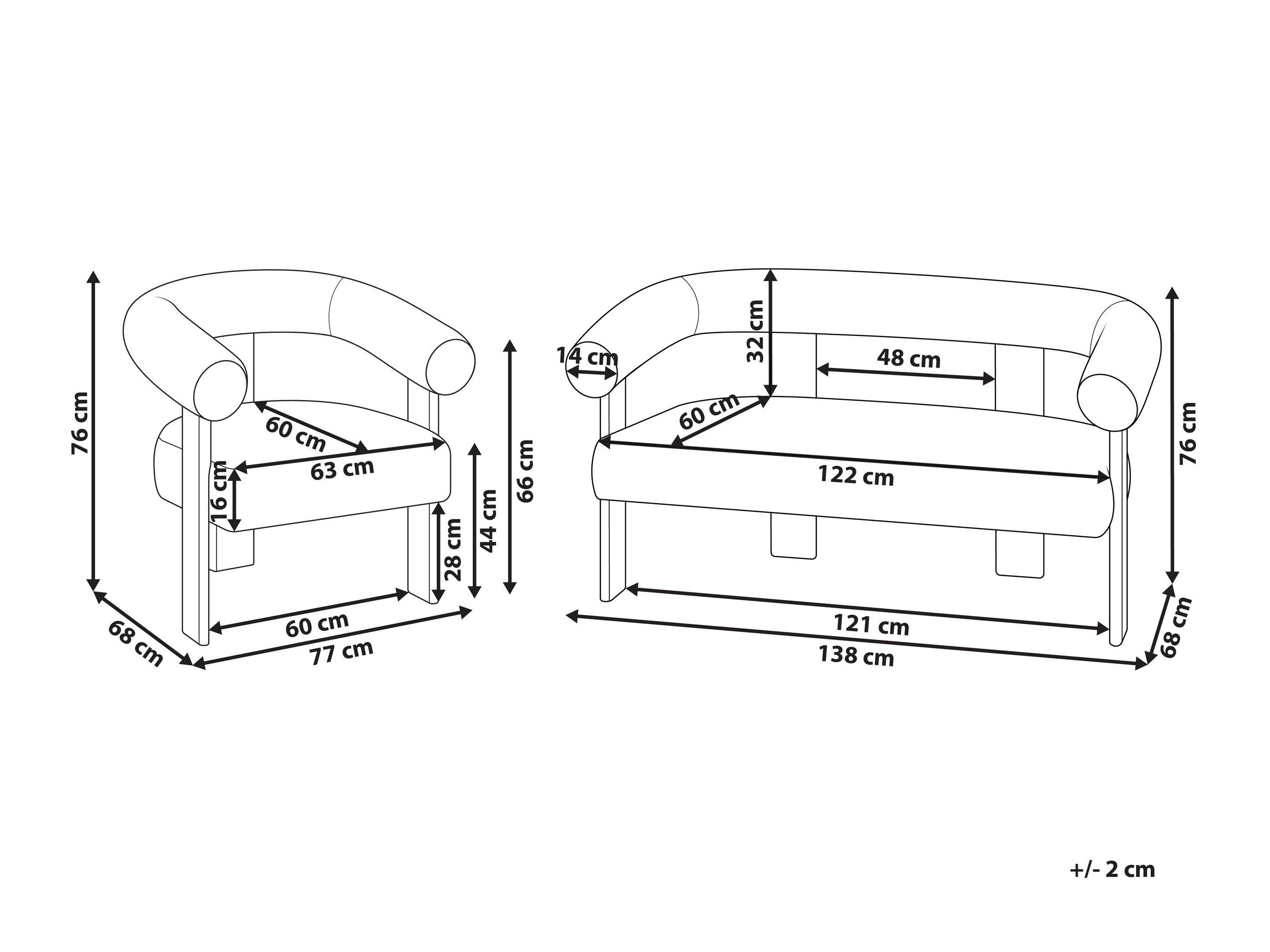 Komplet oblazinjenega pohištva Berwyn 3269 (Bela + Svetlo rjava)