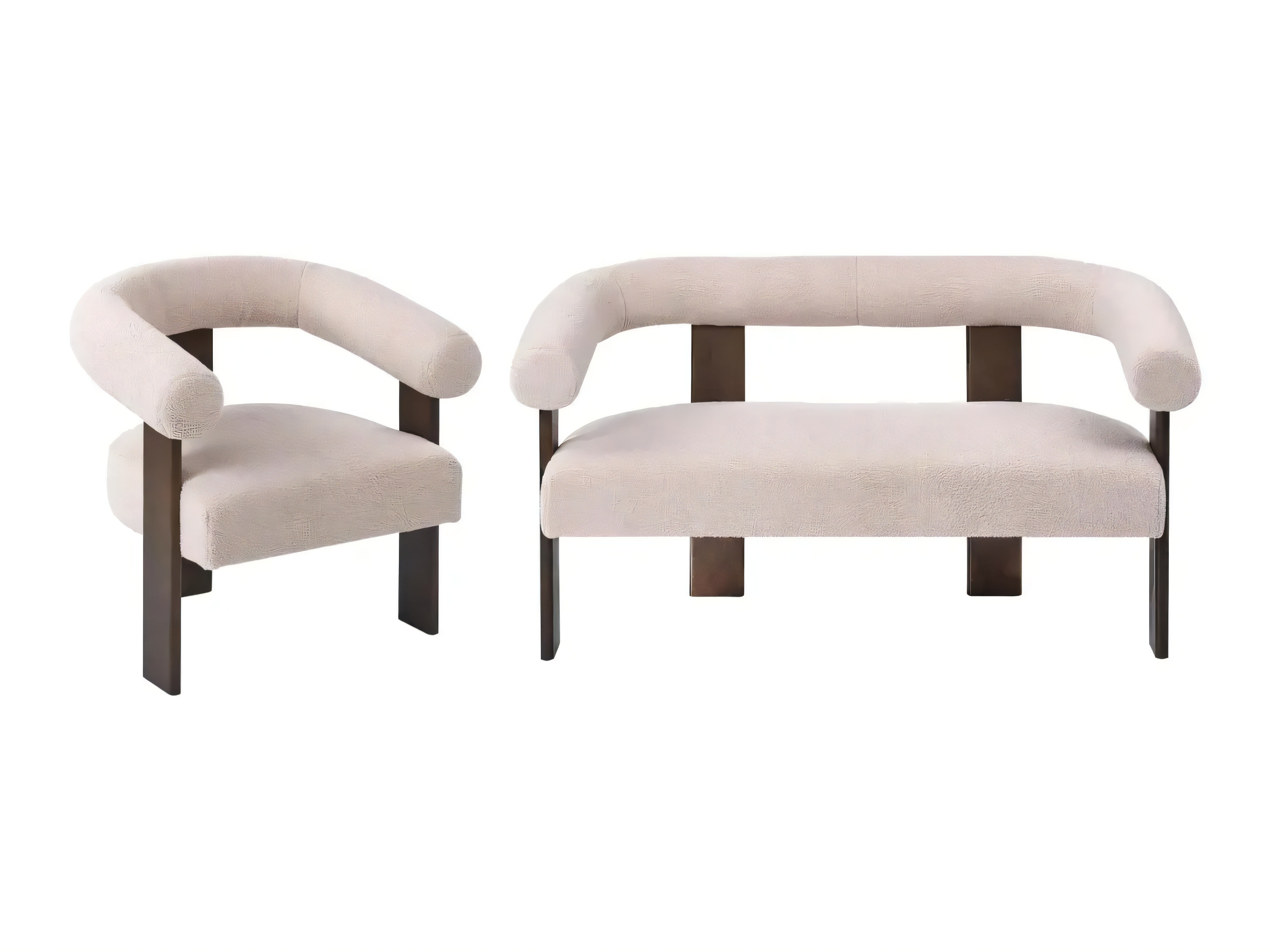 Komplet oblazinjenega pohištva Berwyn 2710 (Bež + Temen les)