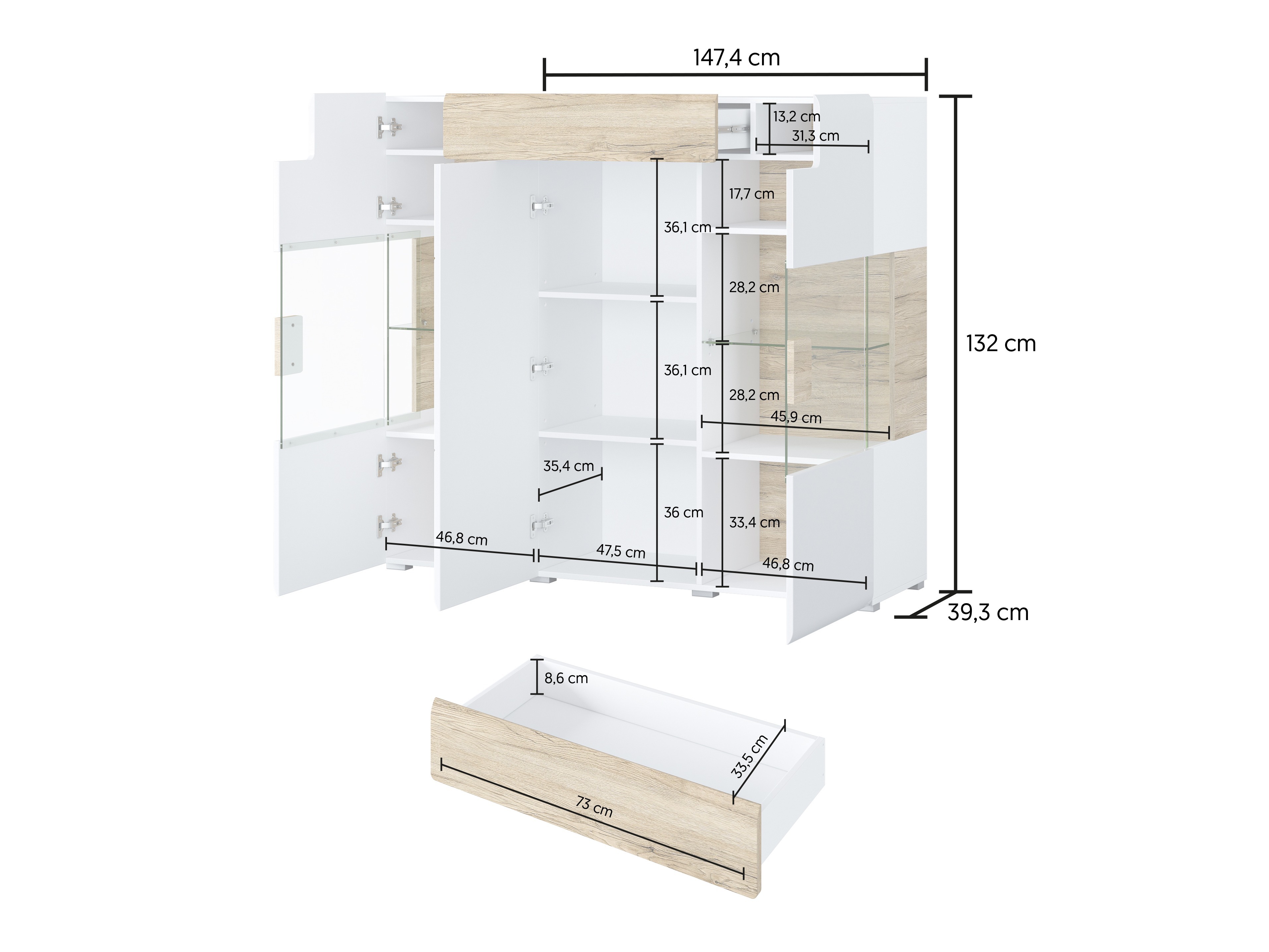 Omarica Torsone 100 (Bela + Sijaj bela + Hrast San Remo)