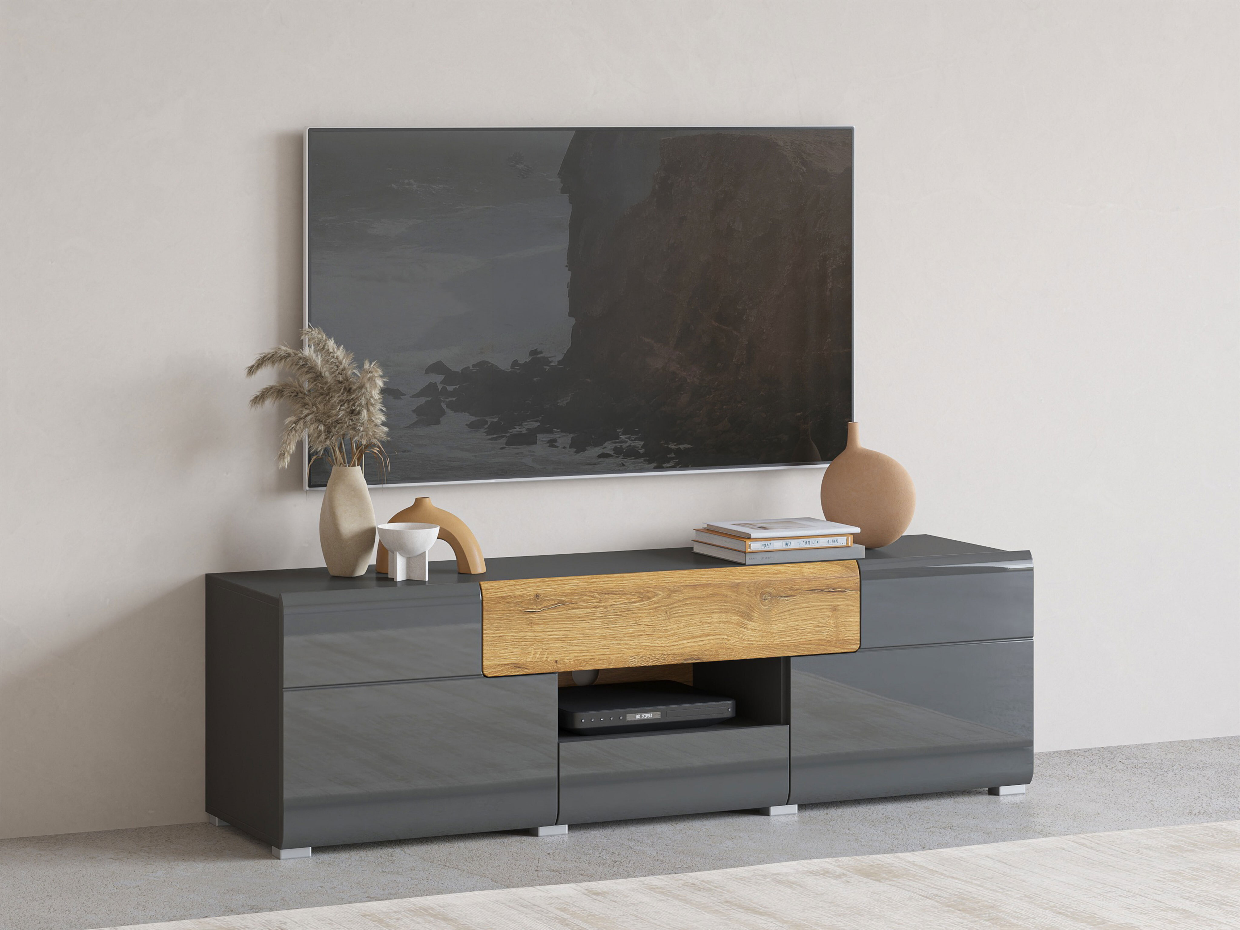 TV-omarica Torsone 101 (Antracit + Gloss antracit + Hrast Grandson)