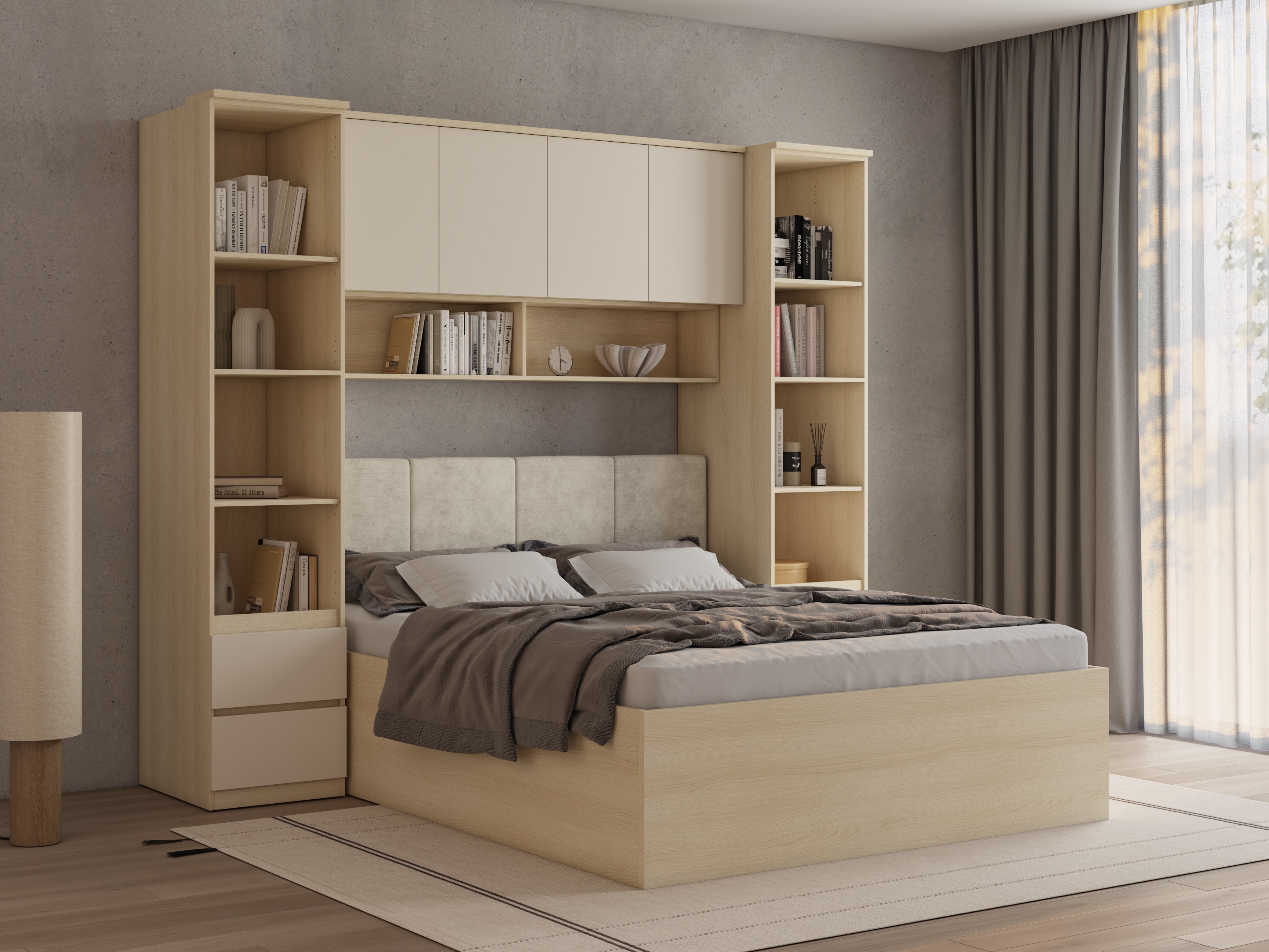 Komplet spalnic Nolcala 124 (Hrast + Bež)