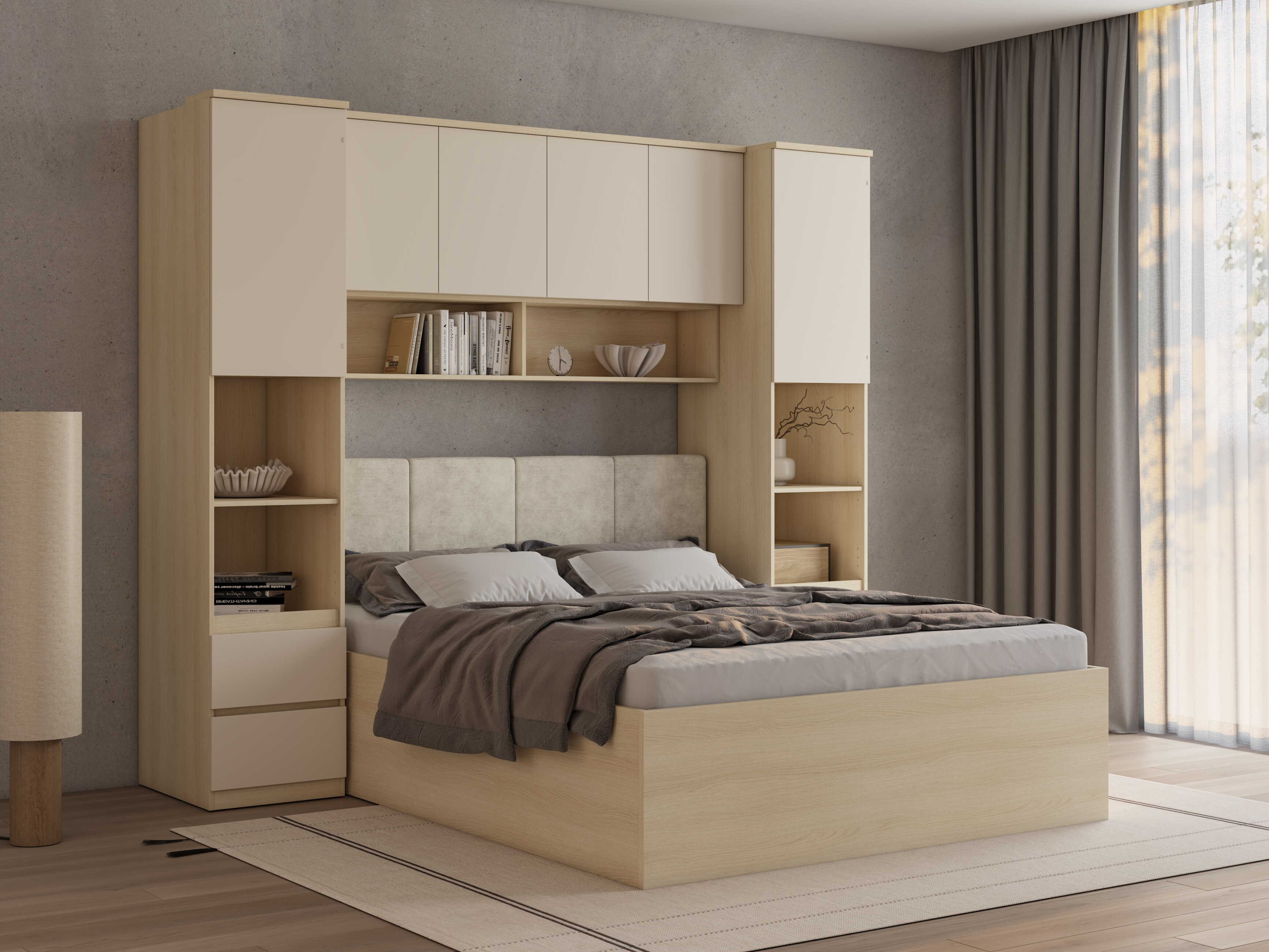 Komplet spalnic Nolcala 126 (Hrast + Bež)