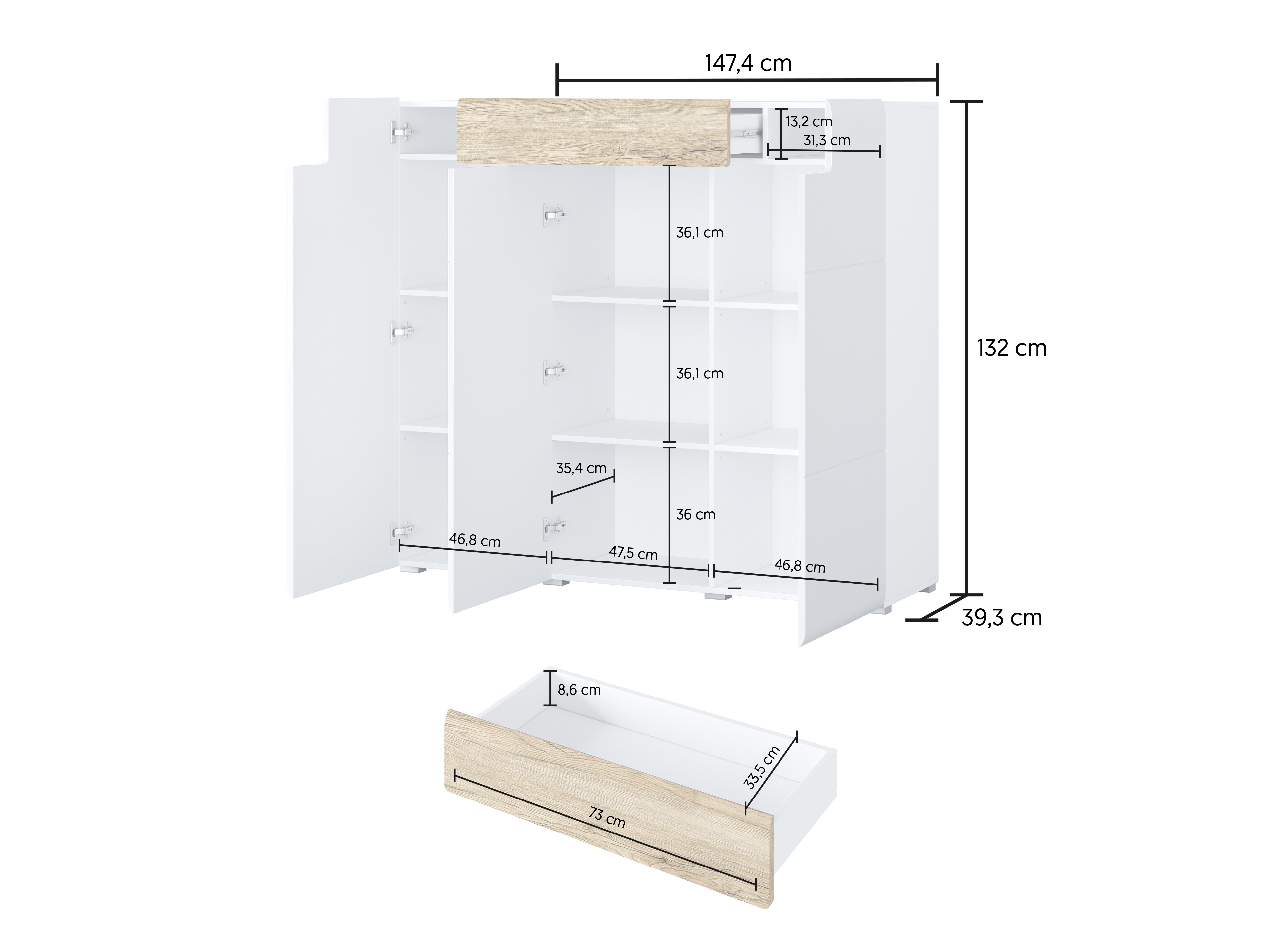 Komoda Torsone 112 (Antracit + Gloss antracit + Hrast Grandson)