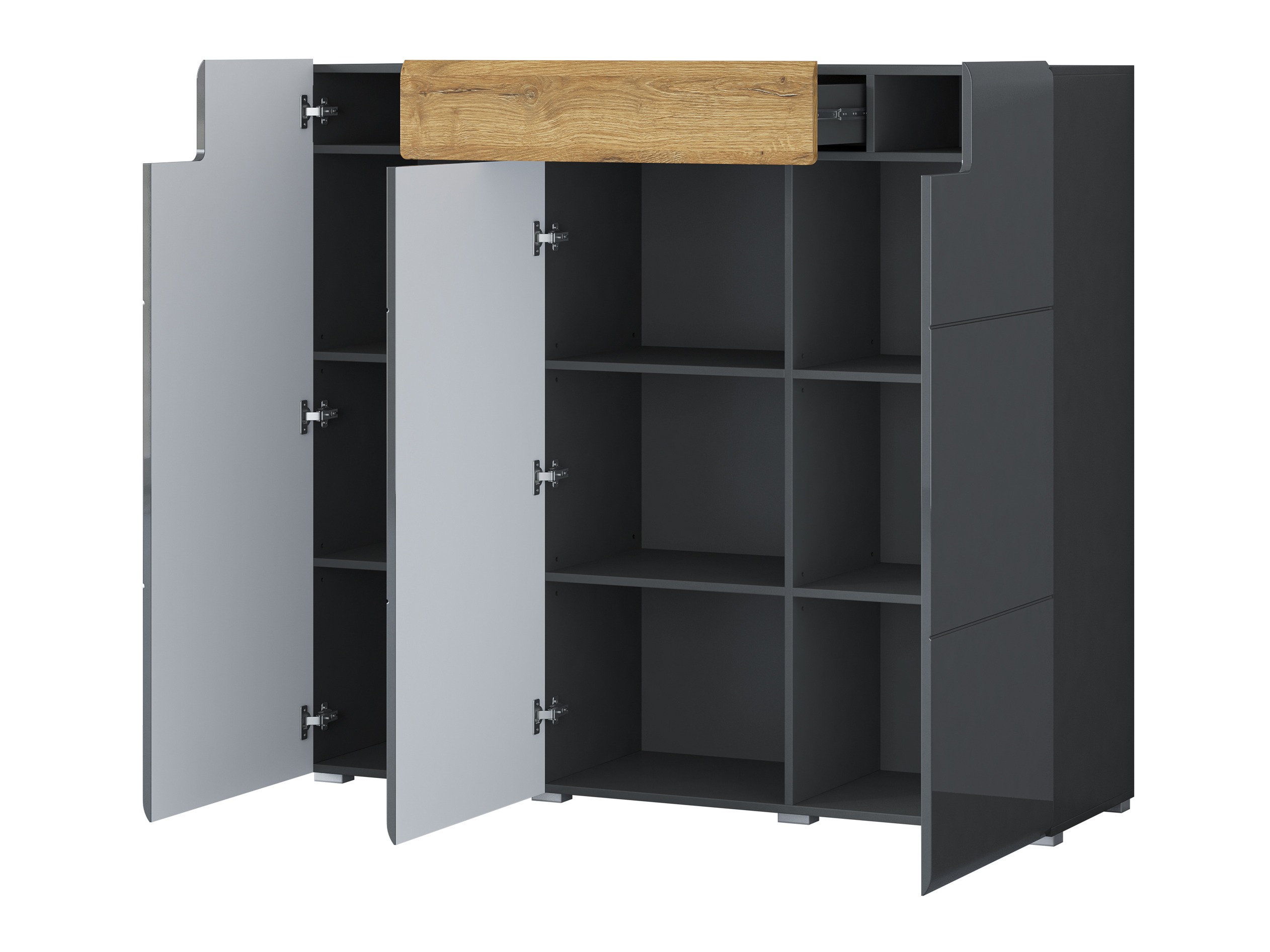 Komoda Torsone 112 (Antracit + Gloss antracit + Hrast Grandson)