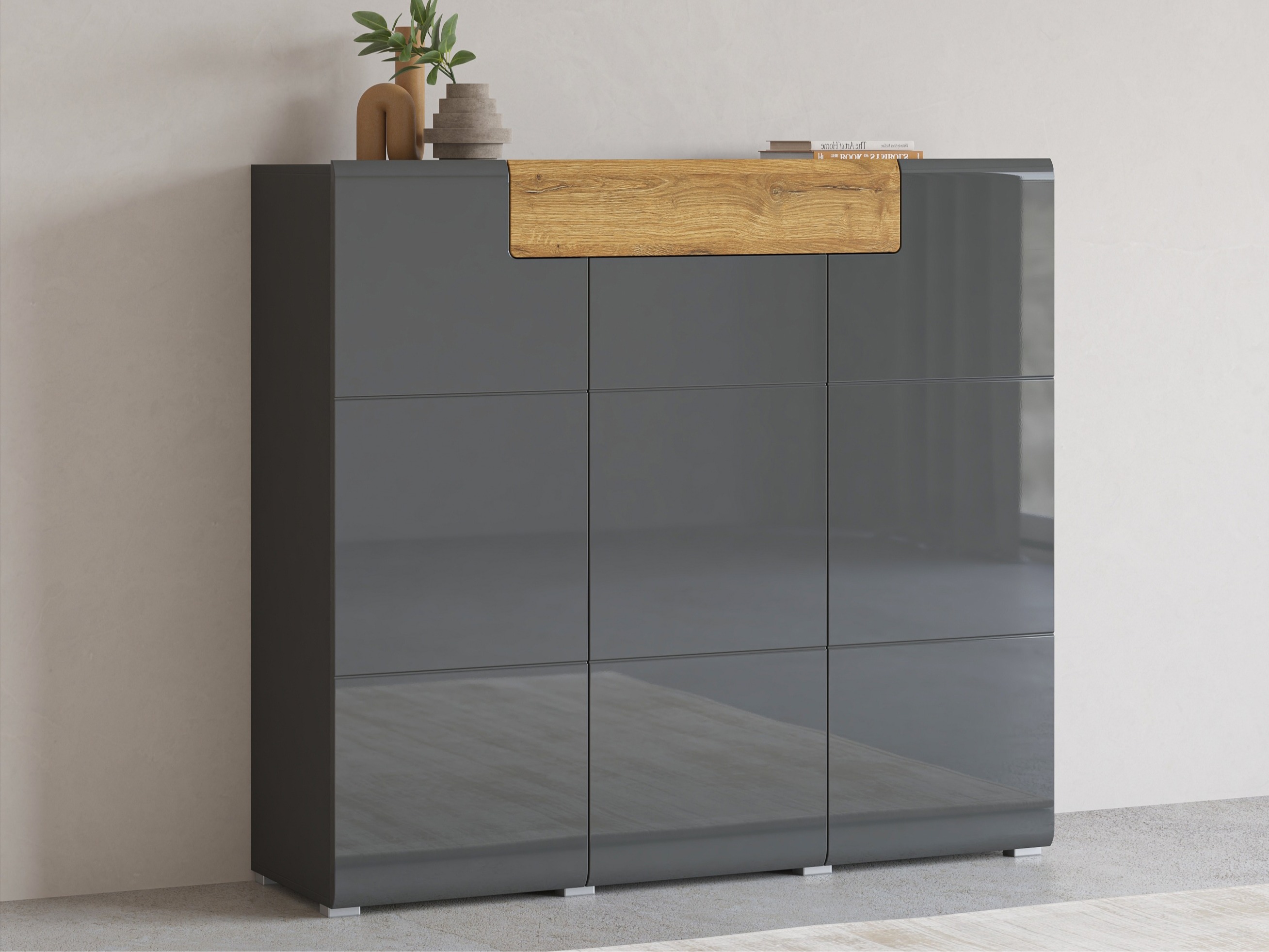 Komoda Torsone 112 (Antracit + Gloss antracit + Hrast Grandson)