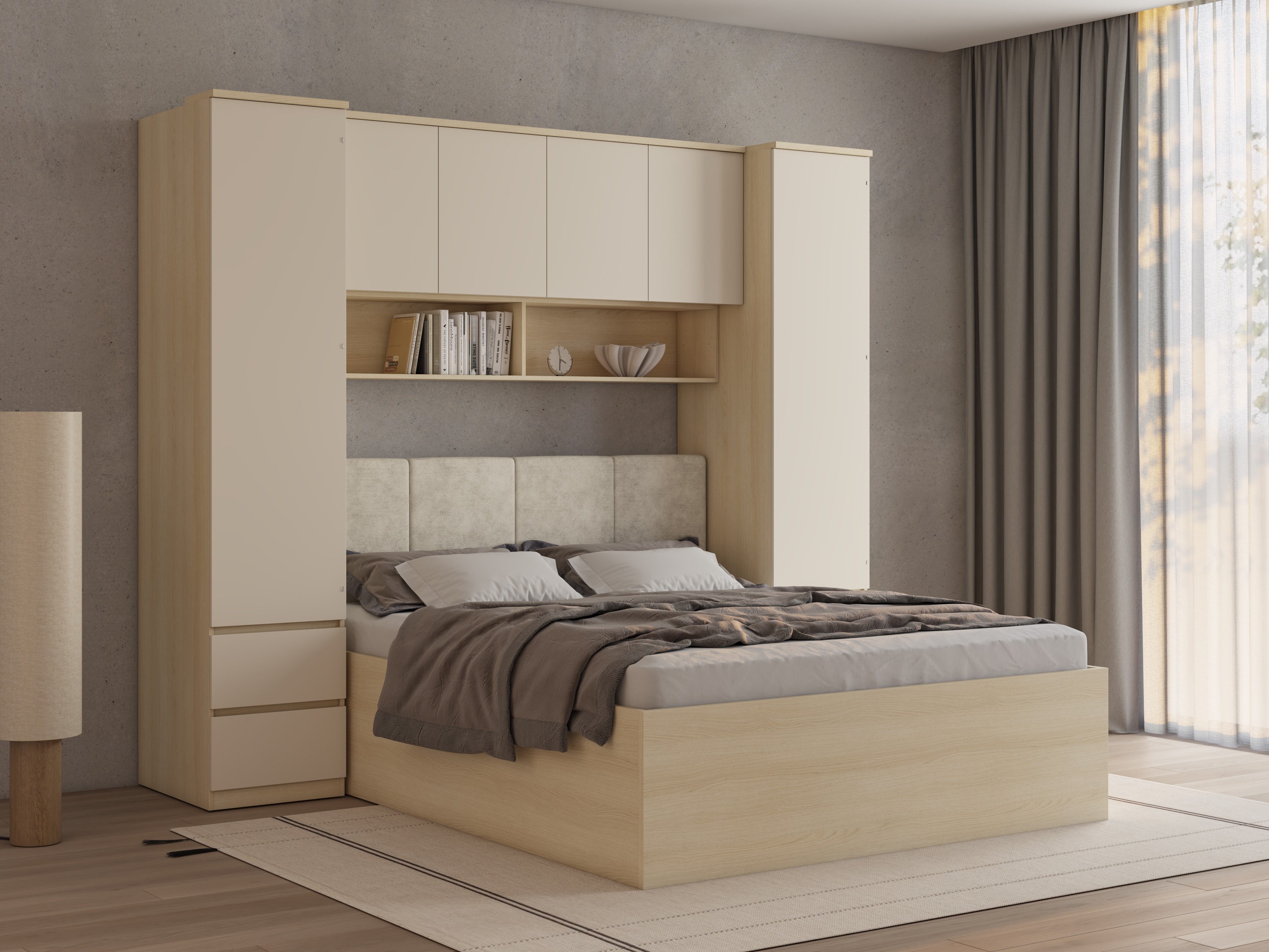 Komplet spalnic Nolcala 125 (Hrast + Bež)