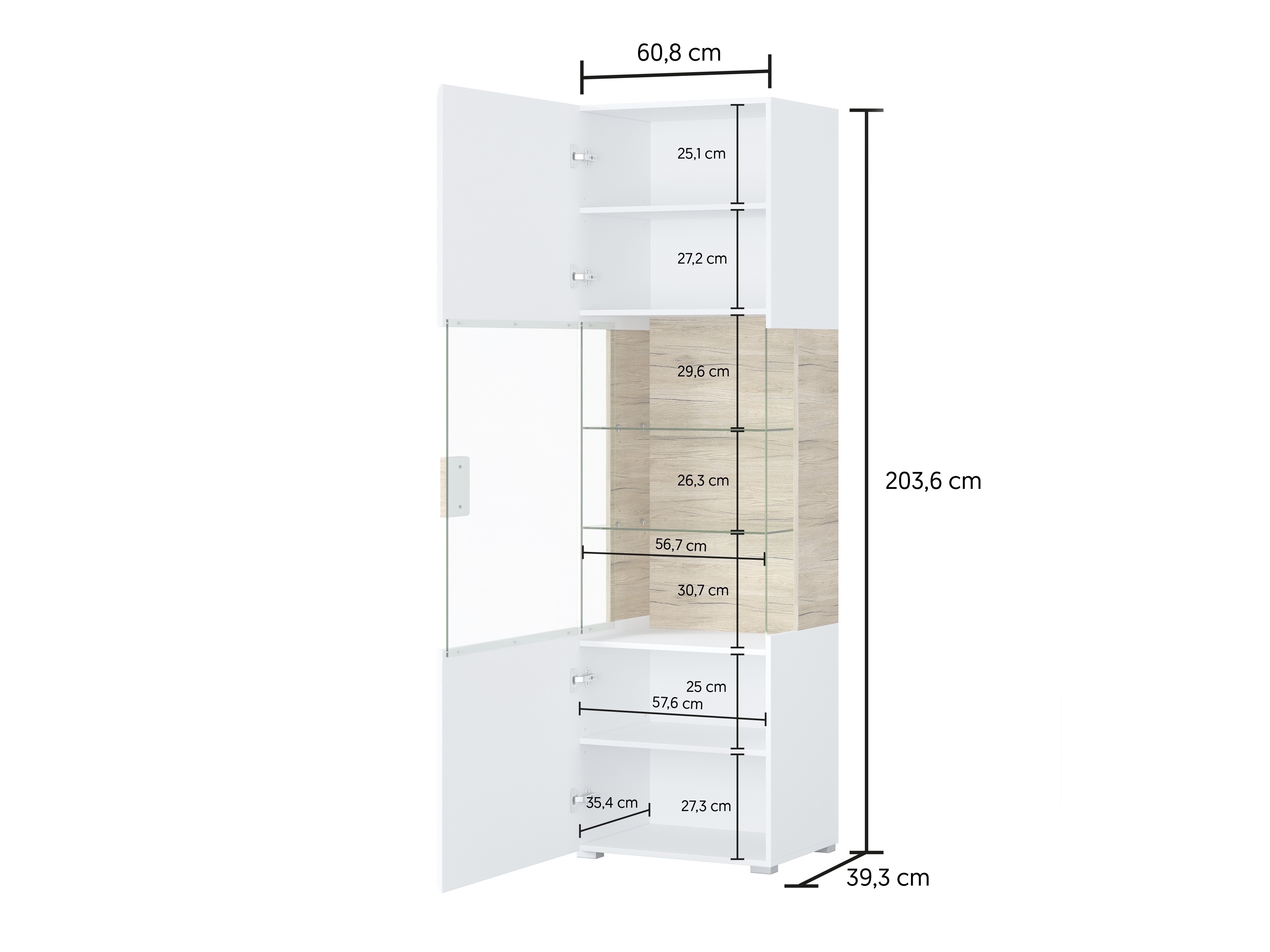 Komplet za dnevno sobo Torsone 104 (Bela + Sijaj bela + Hrast San Remo)