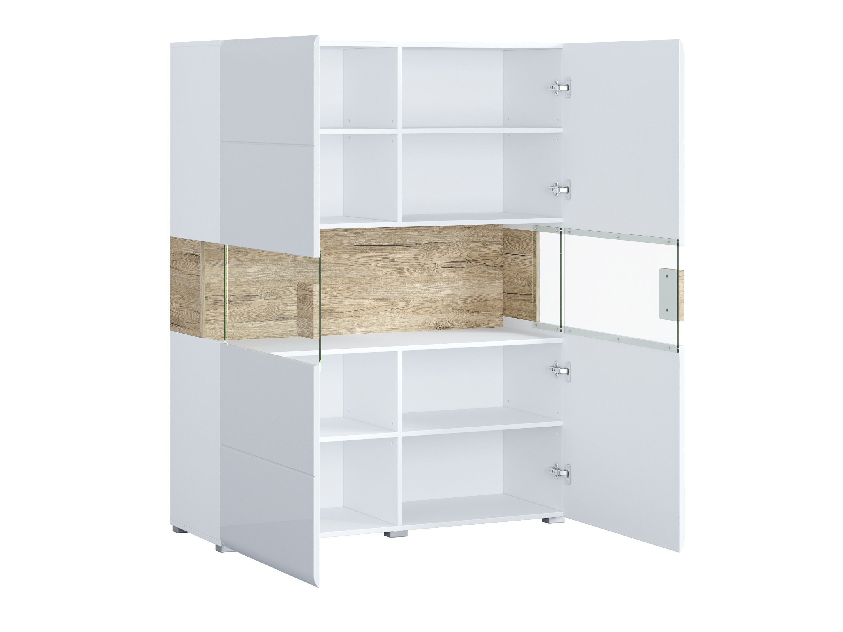 Komplet za dnevno sobo Torsone 104 (Bela + Sijaj bela + Hrast San Remo)