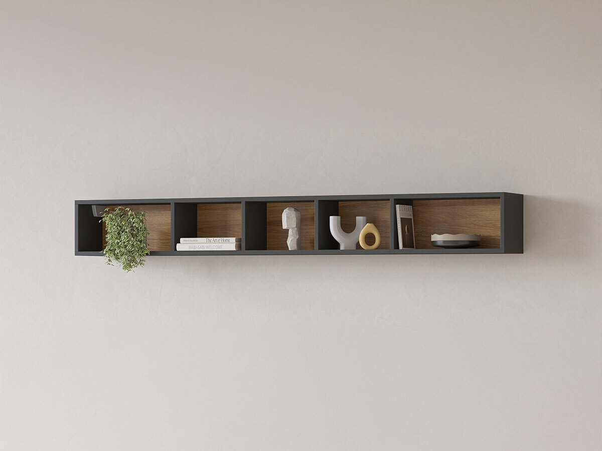 Stenska polica Torsone 105 (Antracit + Hrast Grandson)