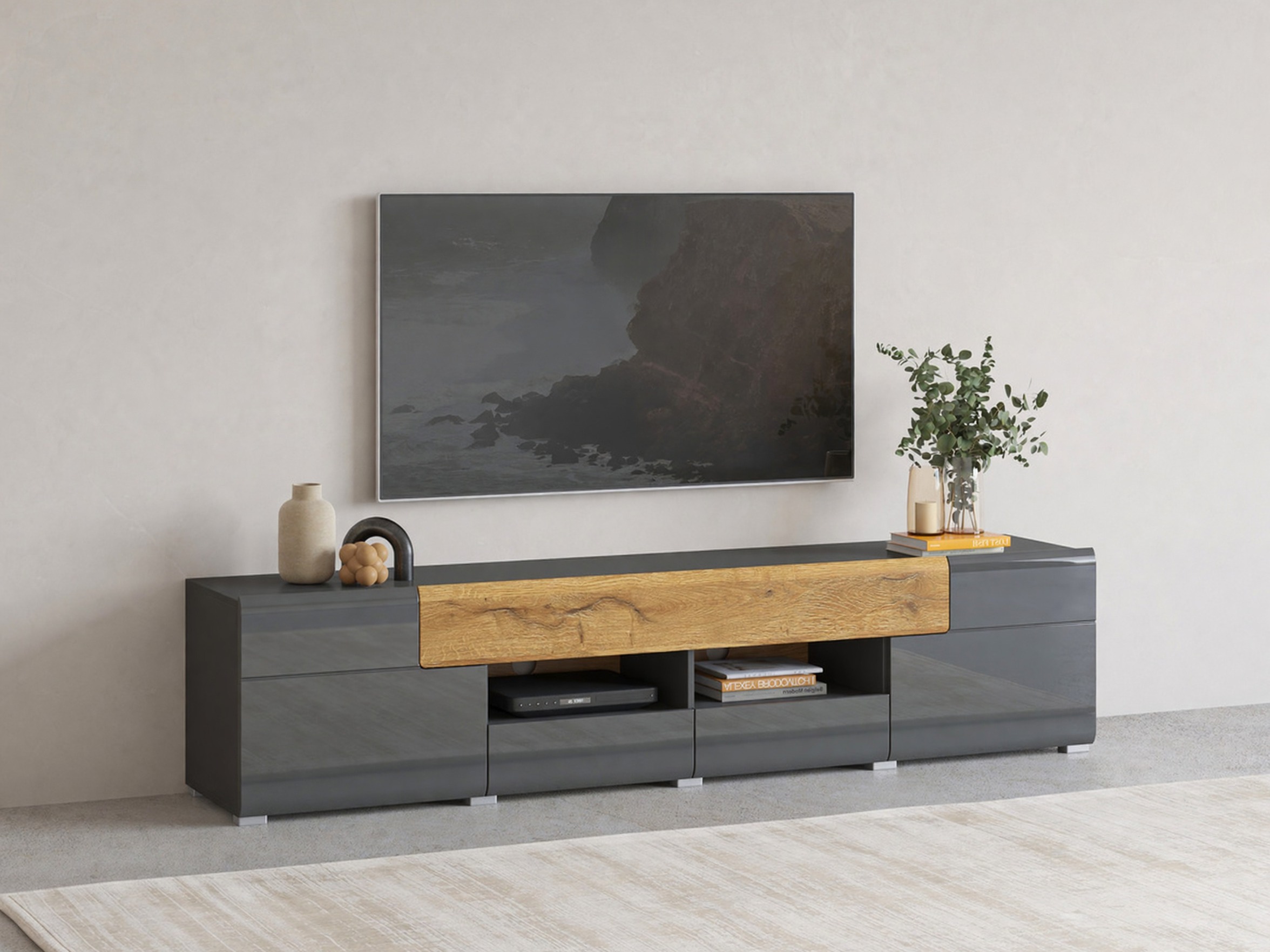TV-omarica Torsone 113 (Antracit + Gloss antracit + Hrast Grandson)