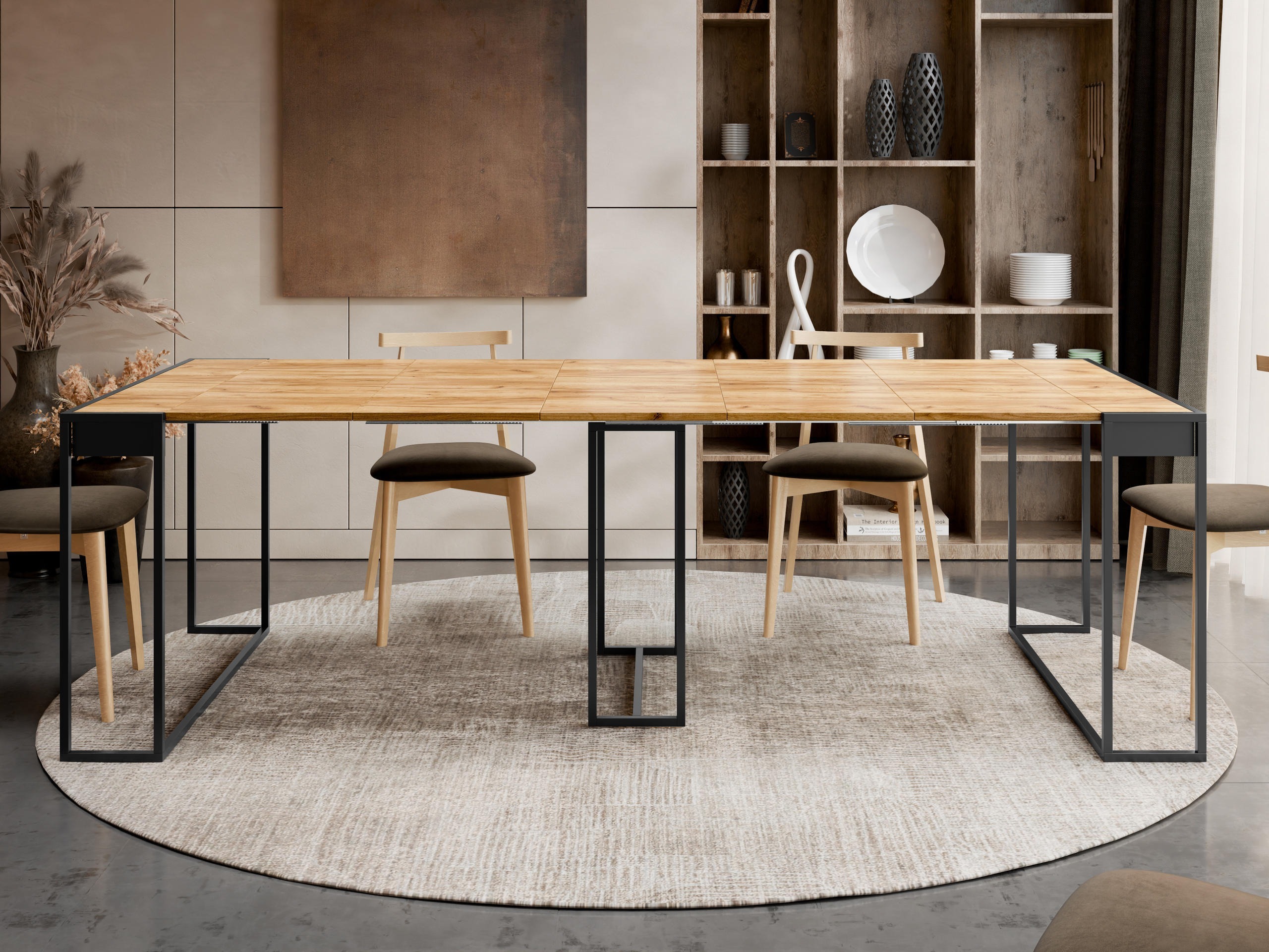 Zložljiva miza Oswego 180 (Črna + Craft hrast)