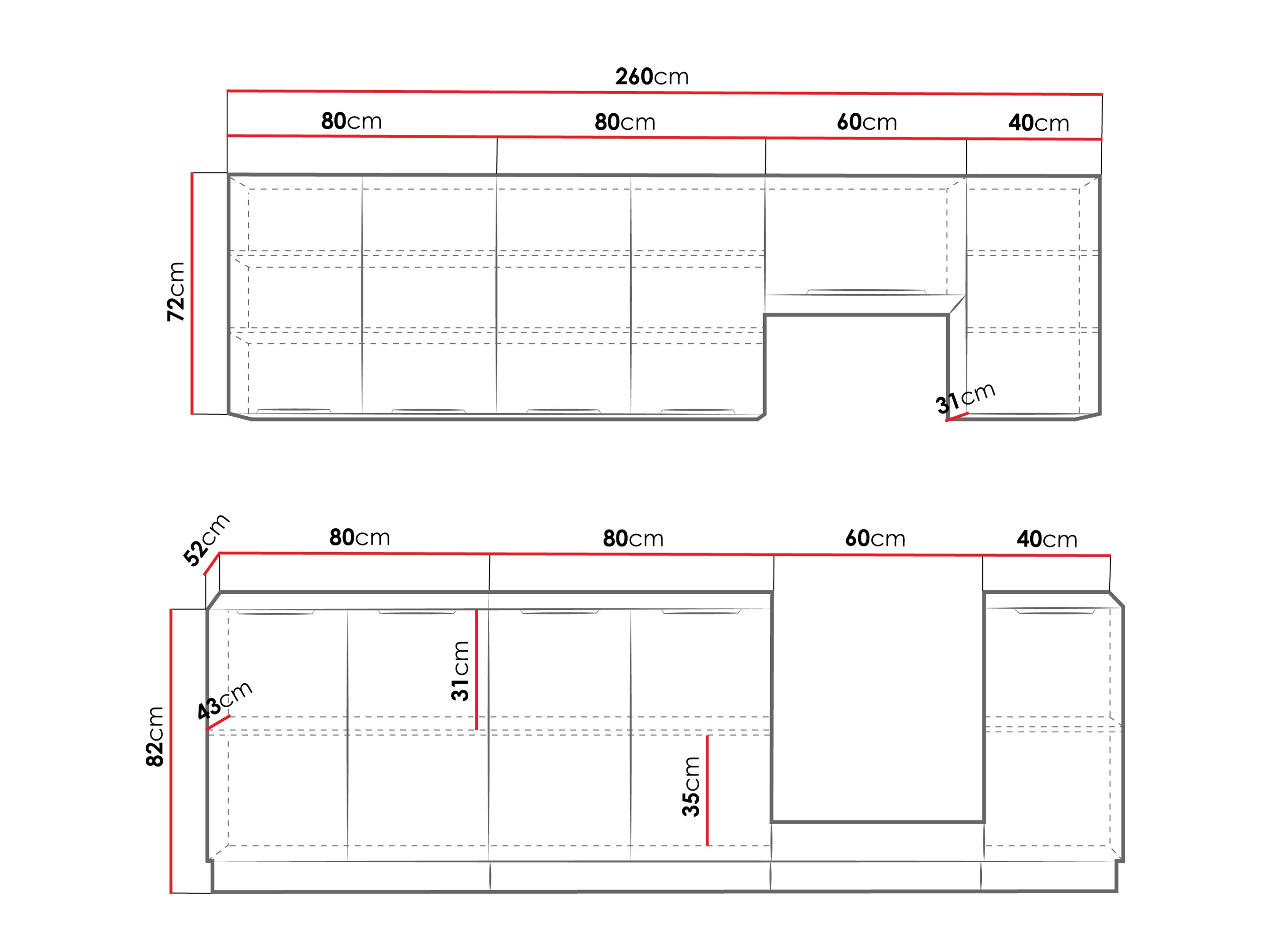 Modularni kuhinjski komplet Sole 158