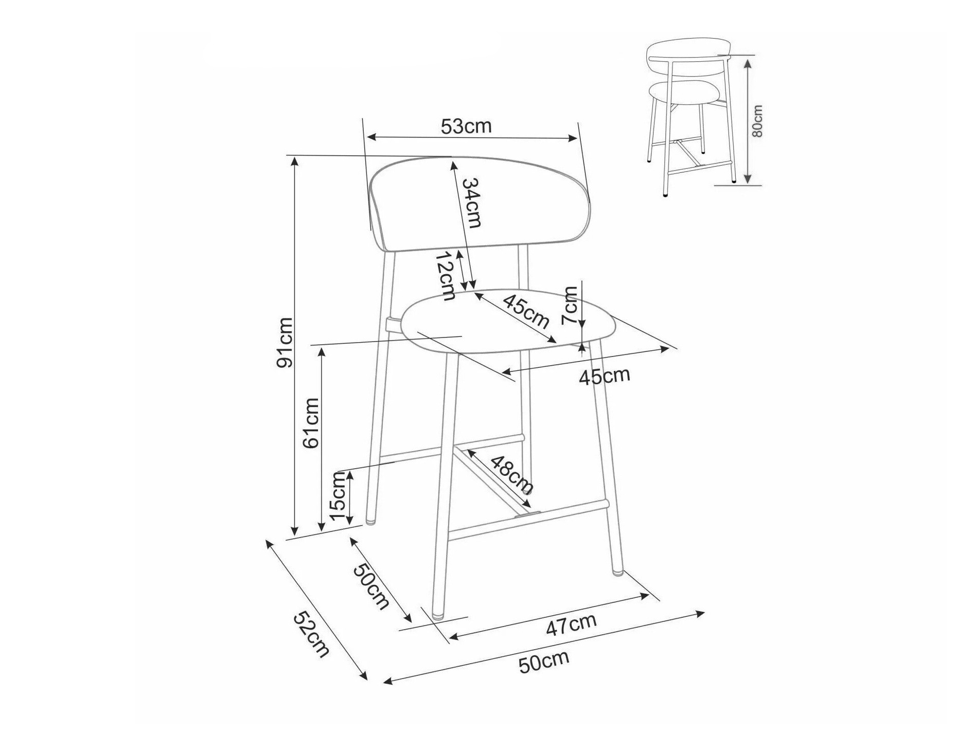 Srednje visok barski stol Detroit 946 (Brego 34)