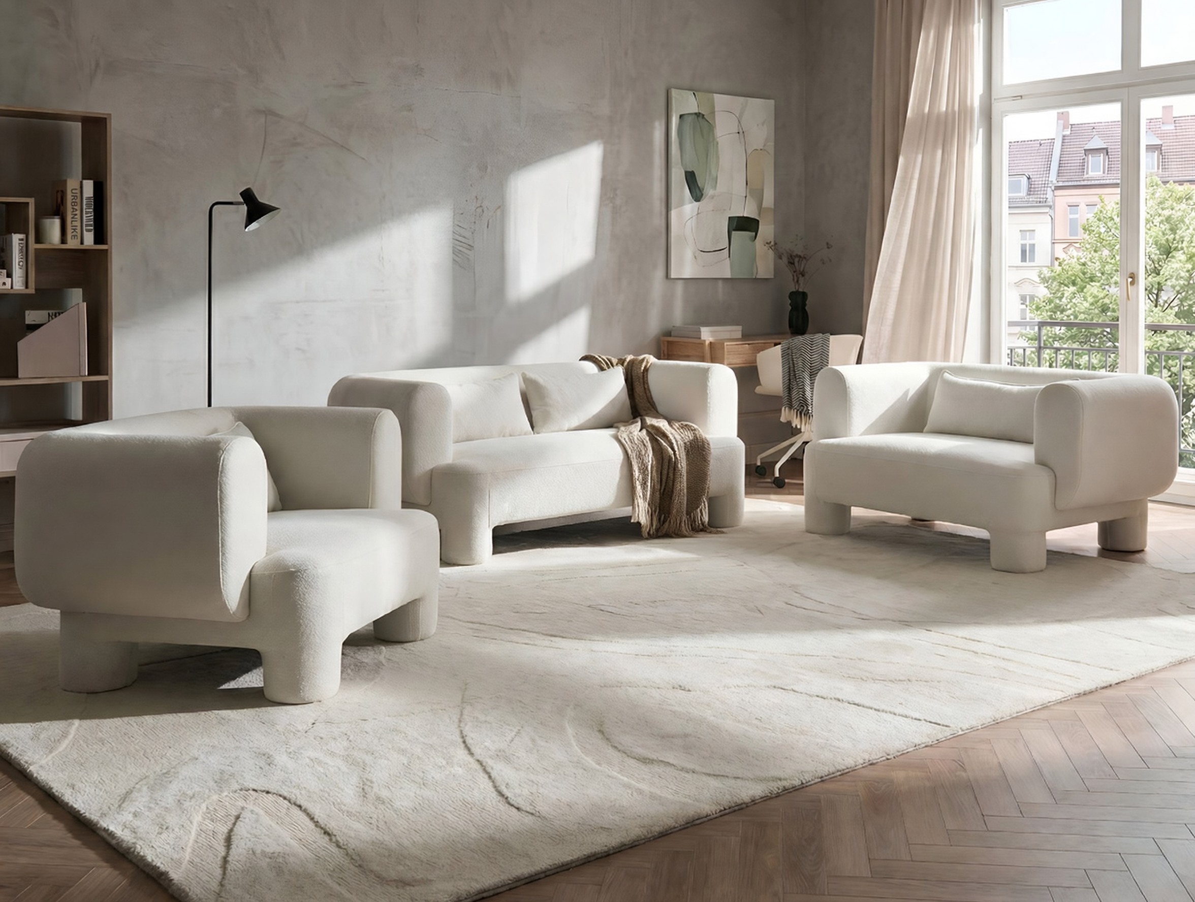 Komplet oblazinjenega pohištva Cavsali 104 (Bela)