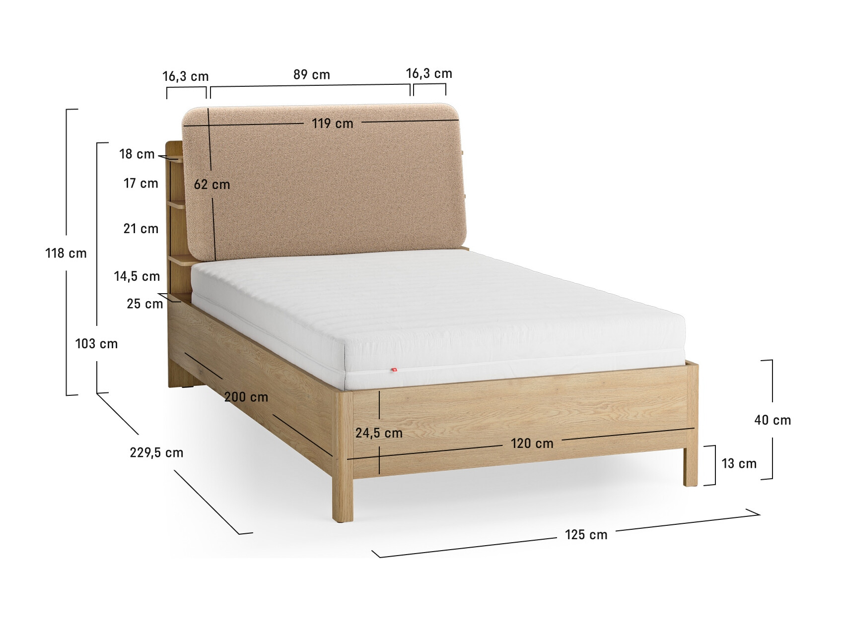 Postelja Ruvcamu 108 (Hrast + Taupe)