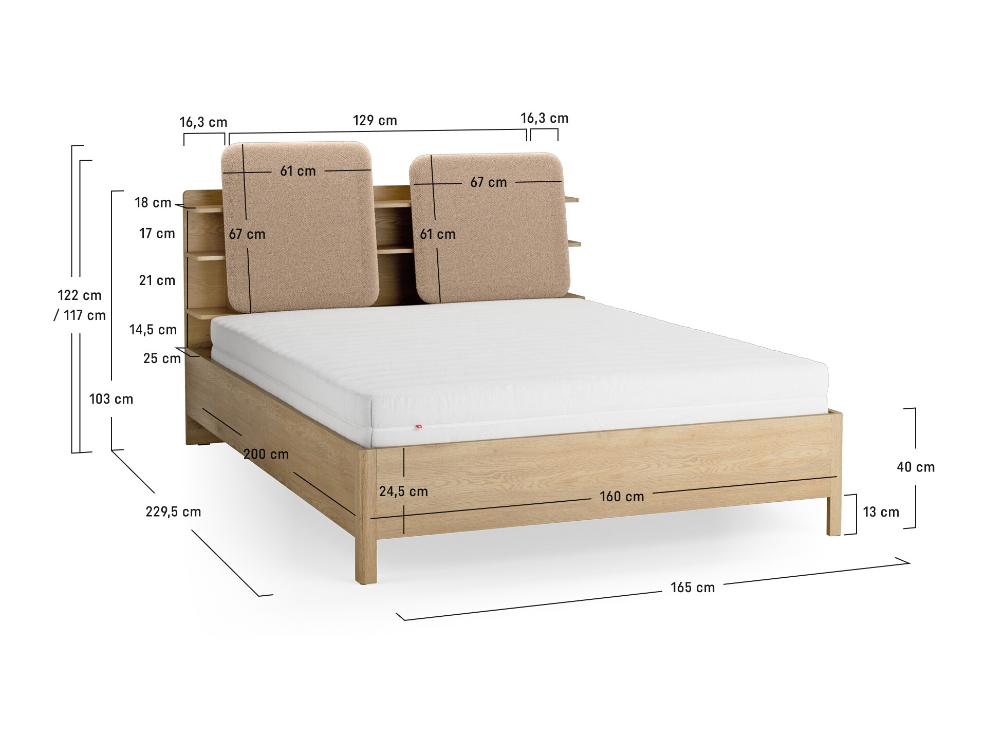 Postelja Ruvcamu 109 (Hrast + Taupe)
