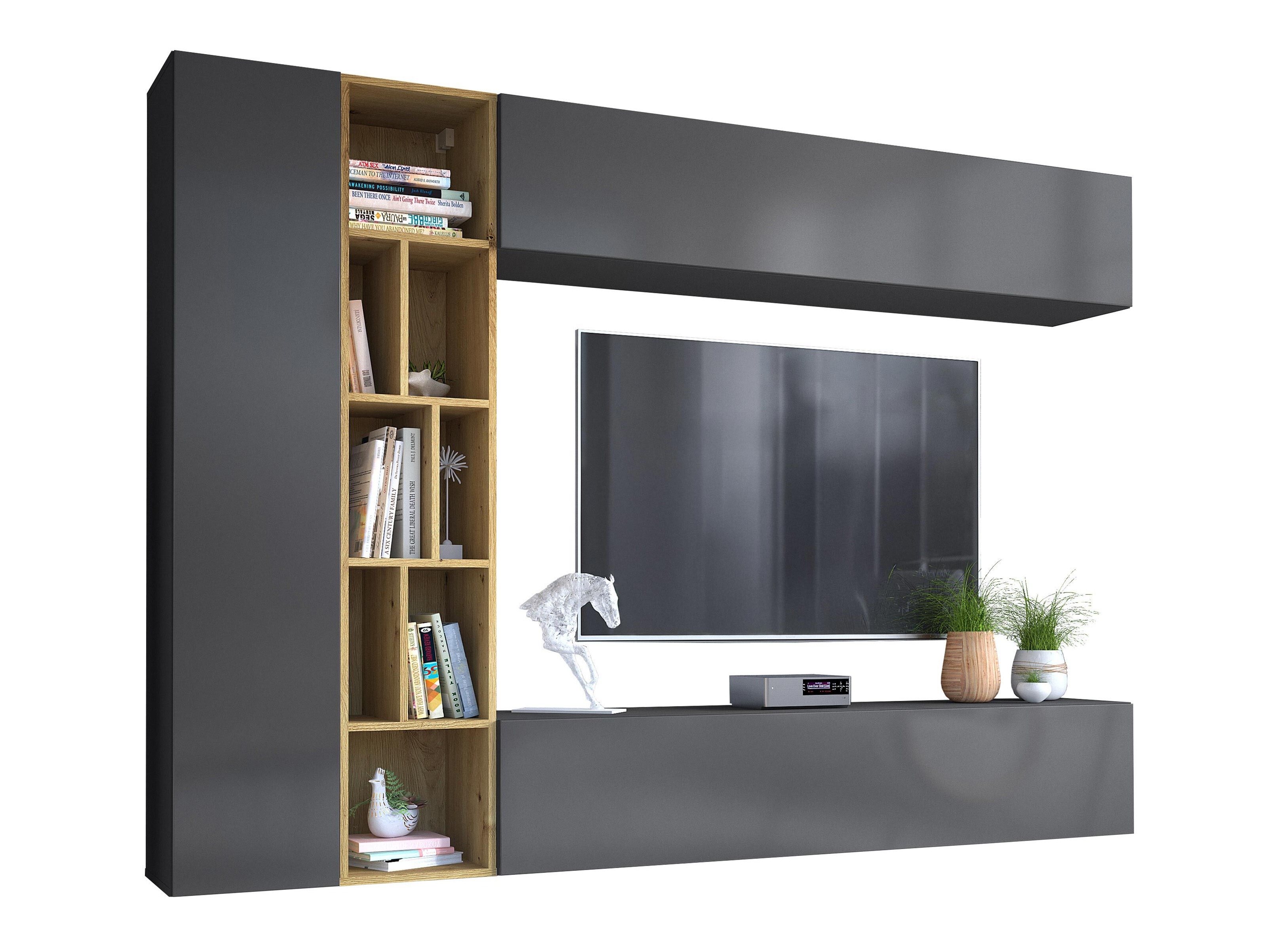 Komplet za dnevno sobo Comfivo Natura (Siva + Artisan hrast)