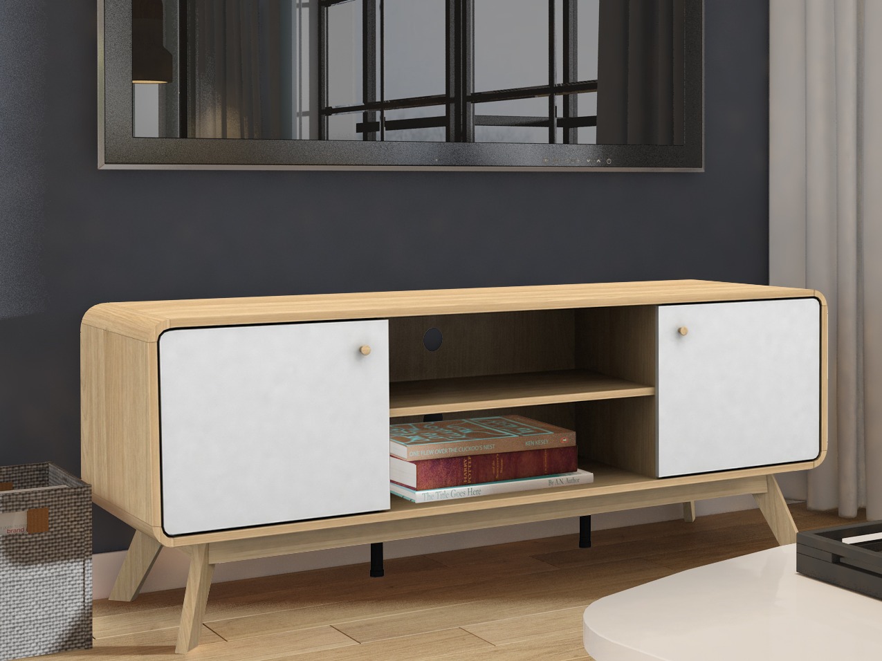 TV-omarica Elbtena 107 (Hrast + Bela)