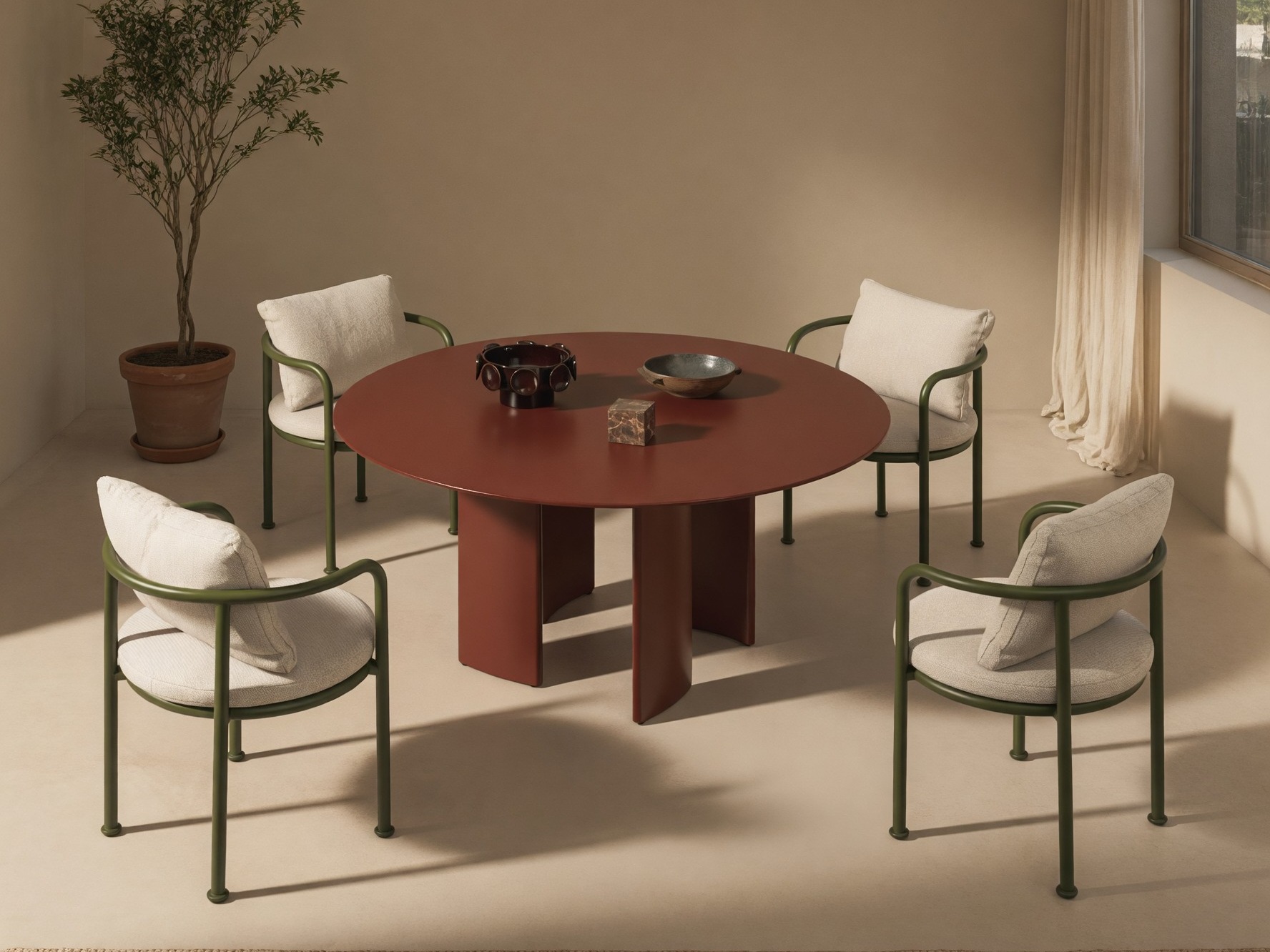 Komplet mize in stolov Burleson 728 (Zelena + Bež)