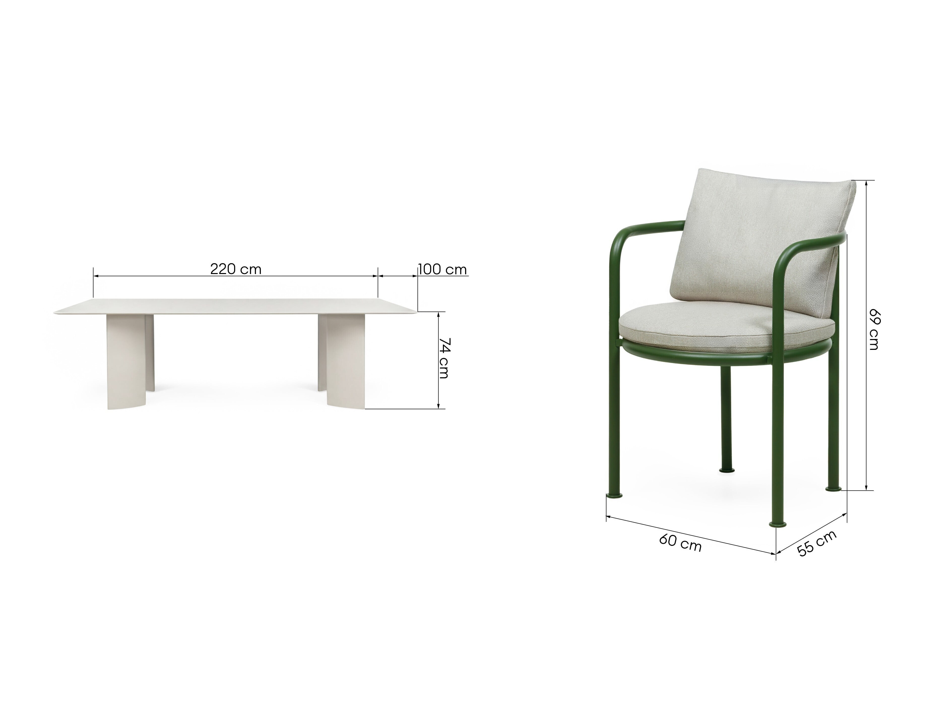 Komplet mize in stolov Burleson 729 (Zelena + Bež)