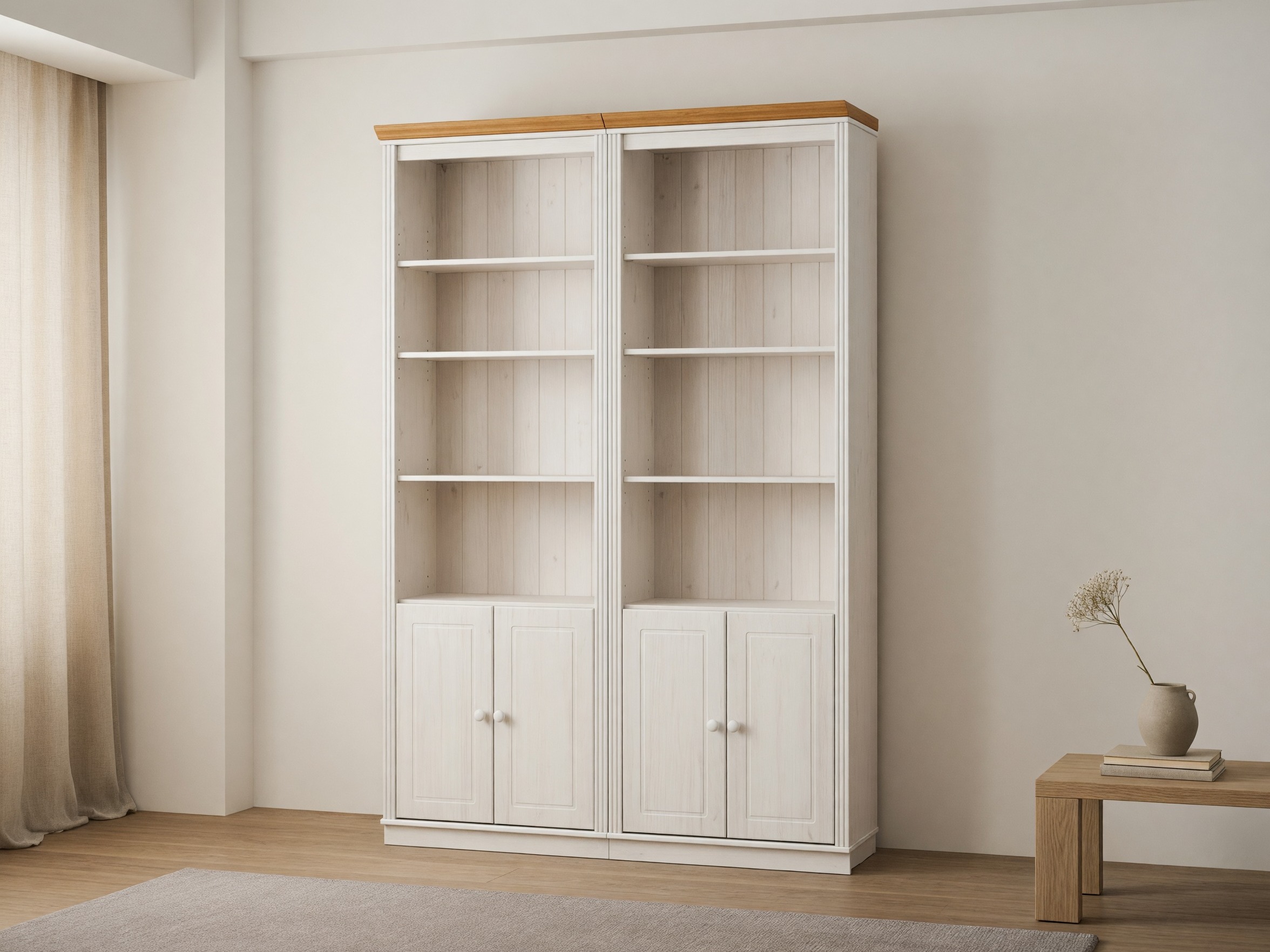 Komplet polic Saltoro 115 (Bela + Medeni hrast)