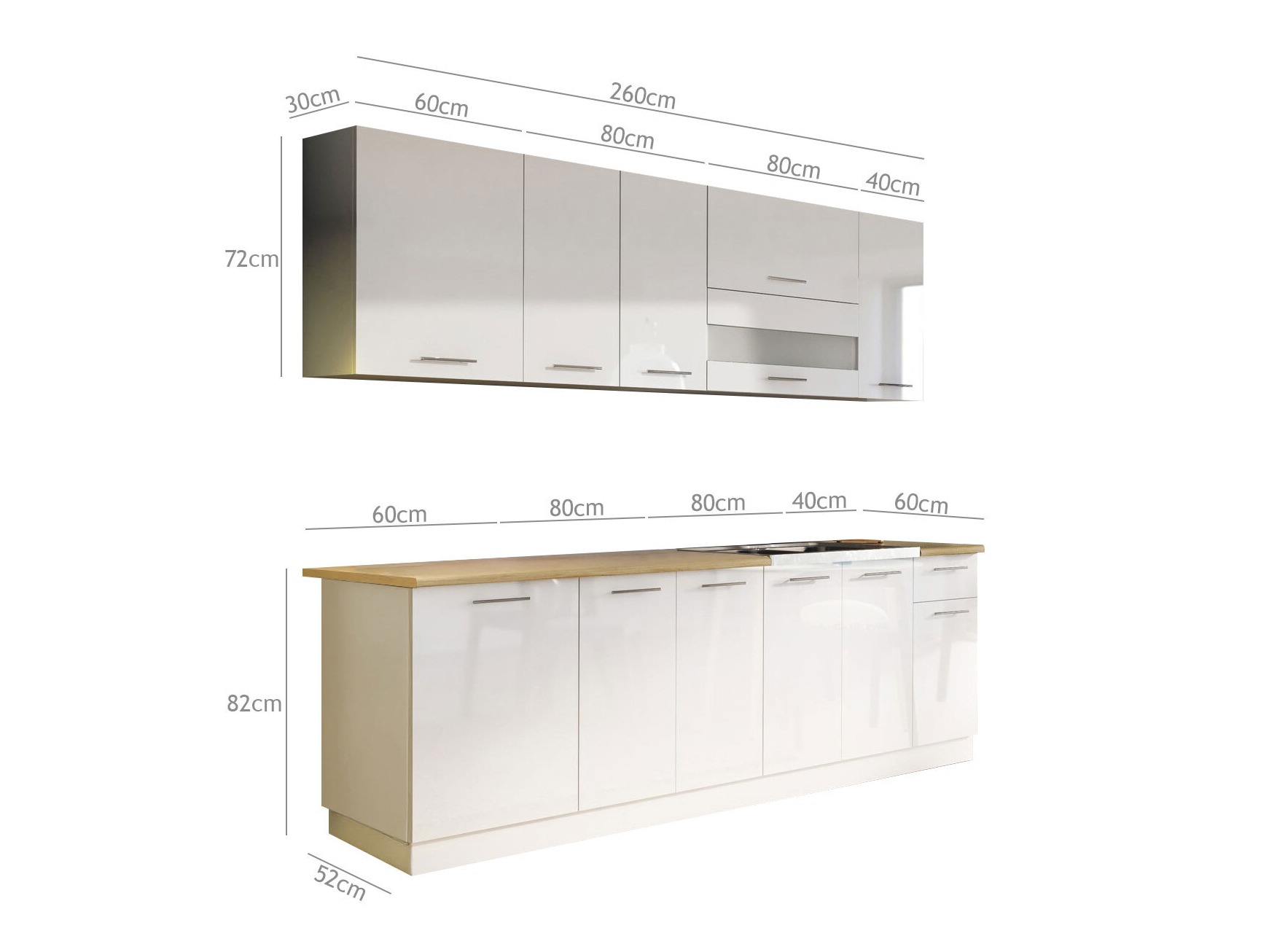 Modularni kuhinjski komplet Tiffa White 121