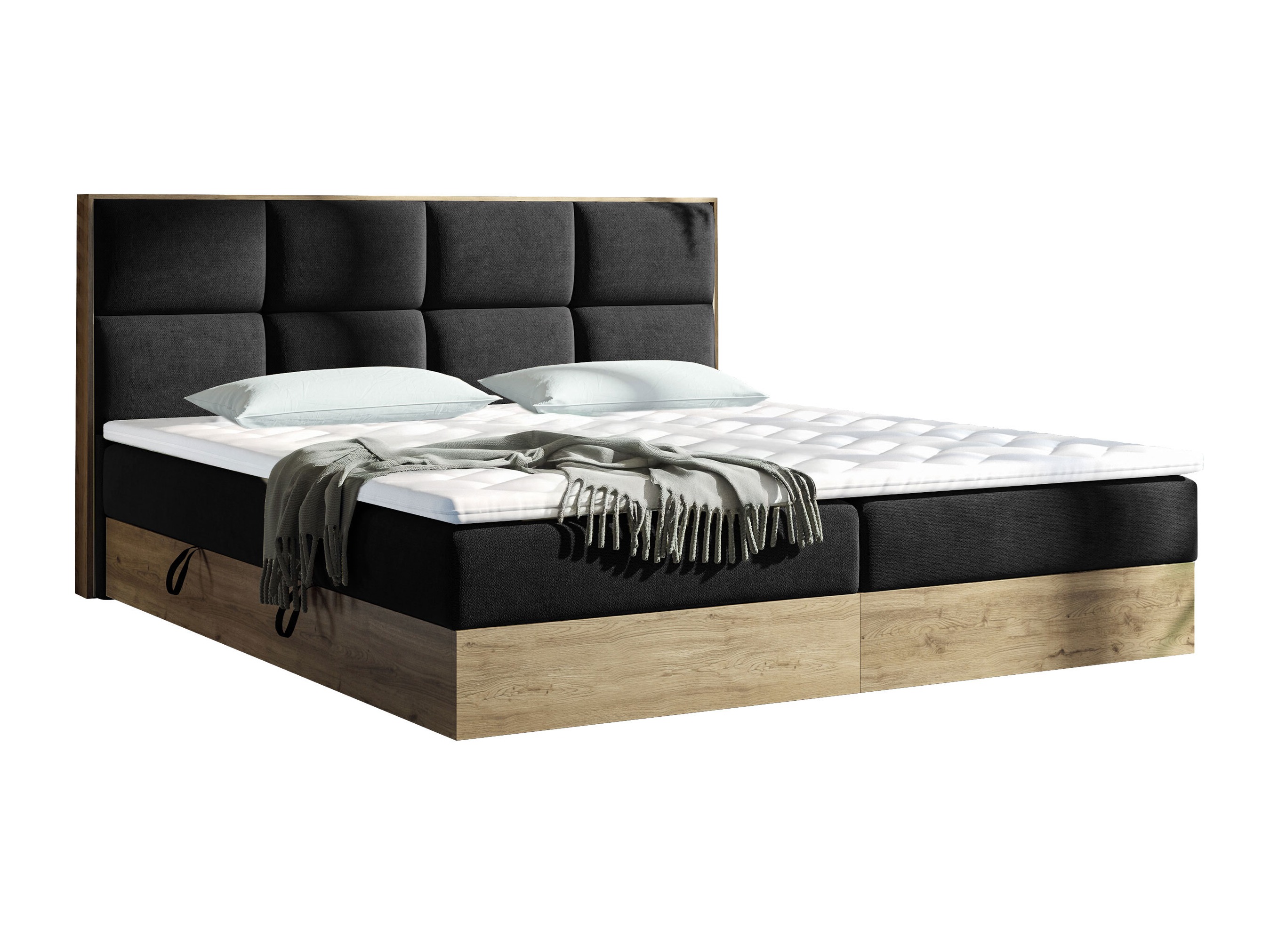 Boxspring postelja ComfiDream Miraena (Zlati hrast + Soro 100)