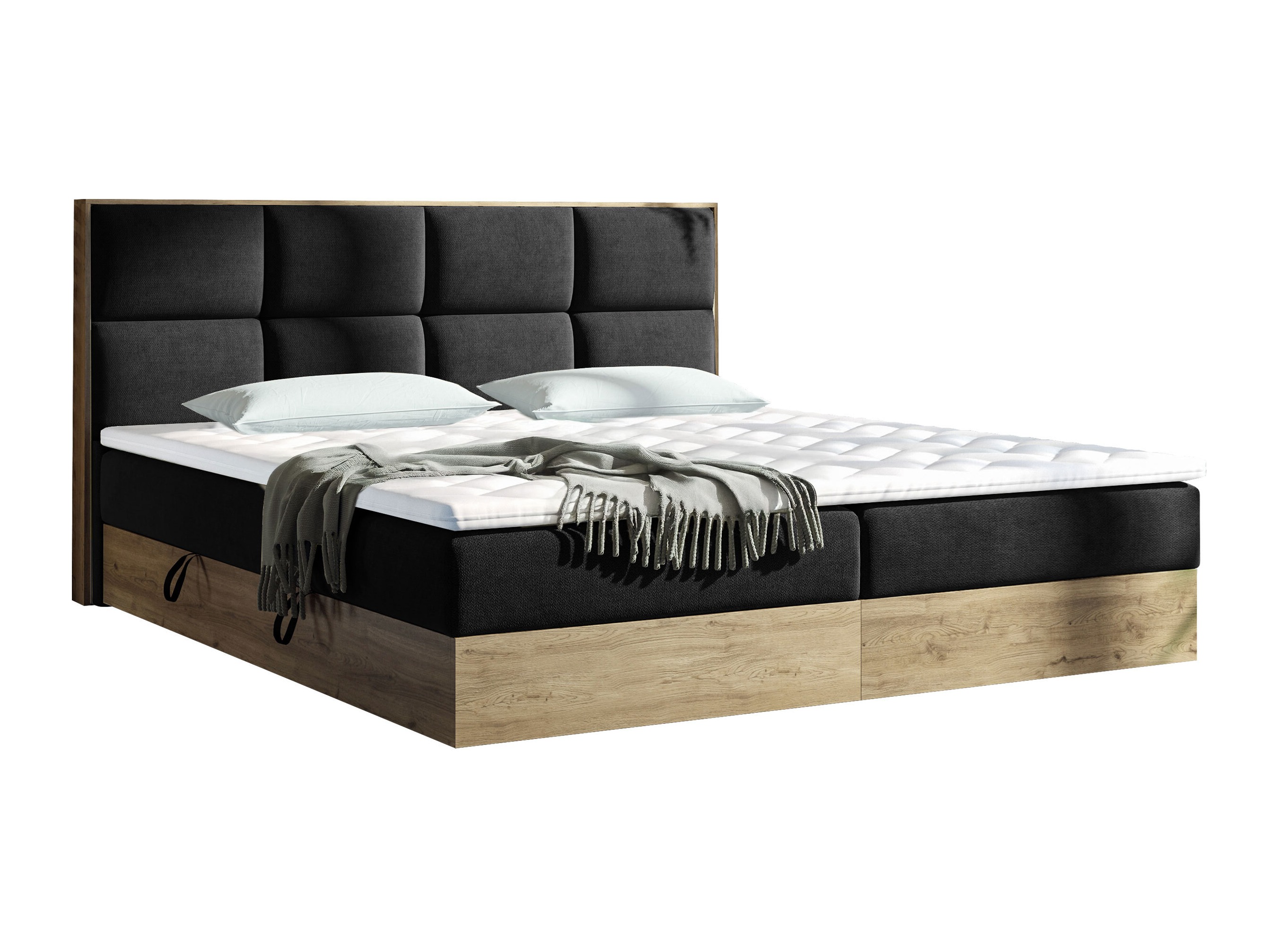 Boxspring postelja ComfiDream Miraena (Zlati hrast + Soro 100)