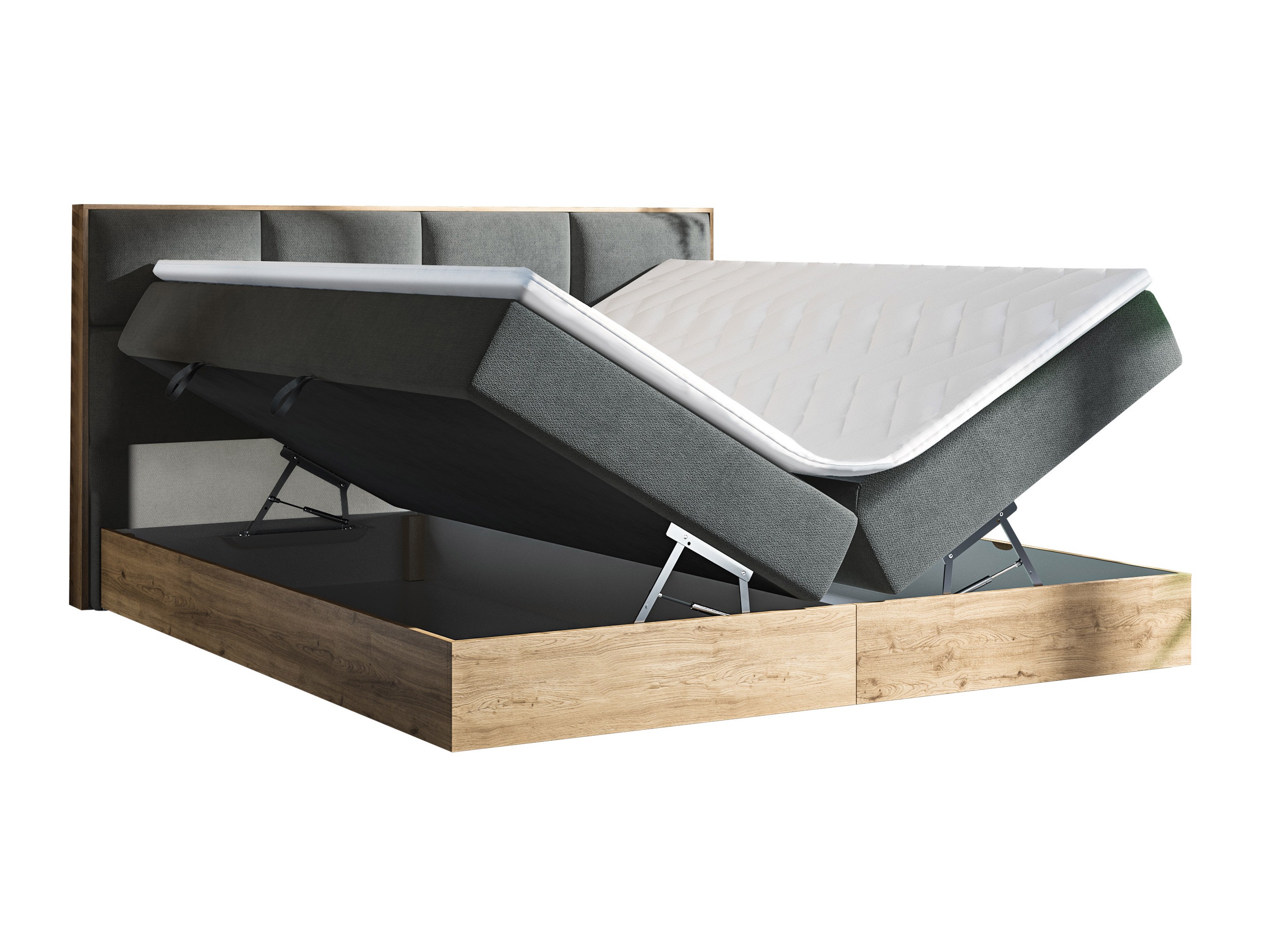 Boxspring postelja ComfiDream Miraena (Zlati hrast + Soro 100)