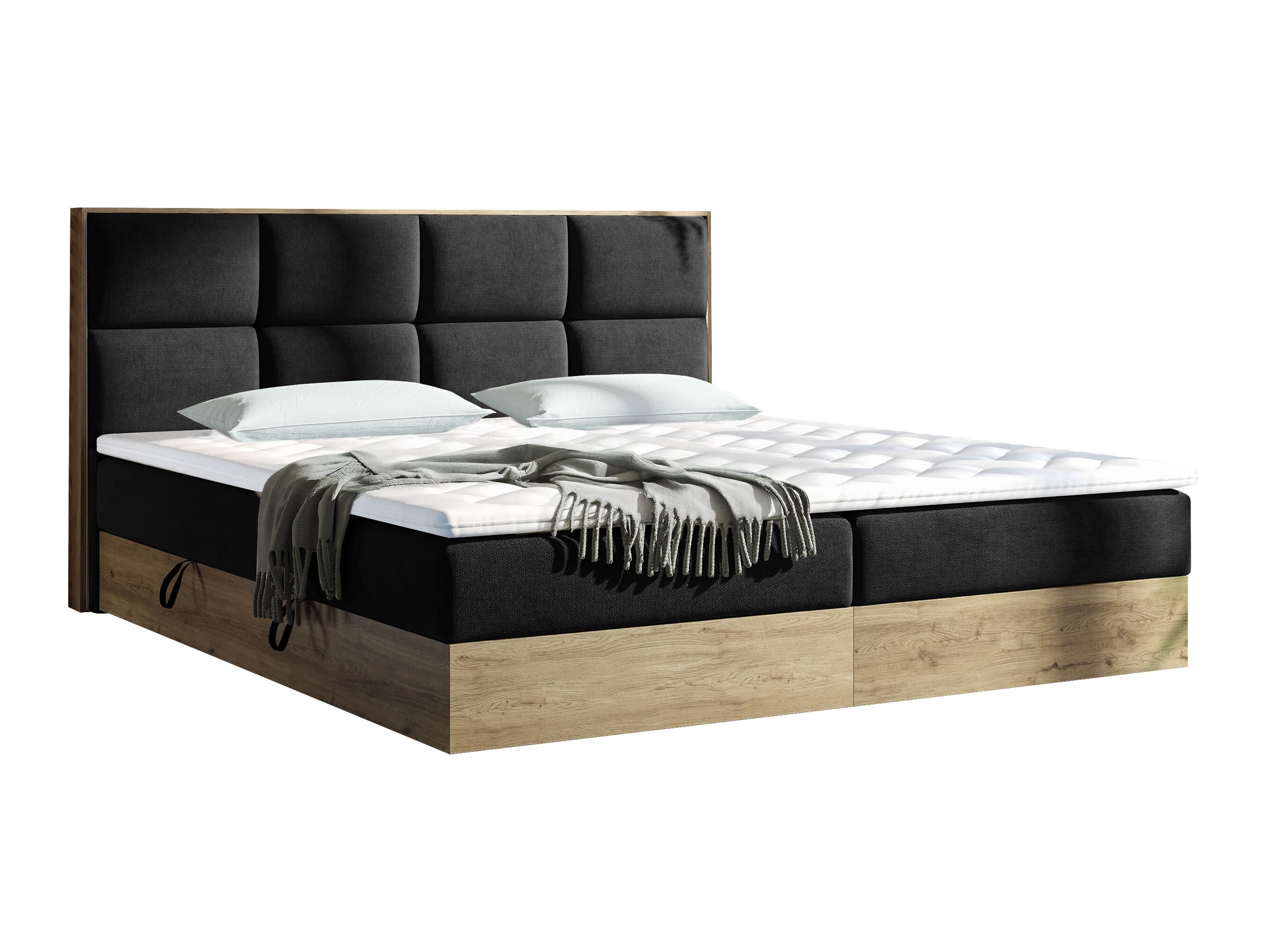Boxspring postelja ComfiDream Miraena (Zlati hrast + Soro 100)