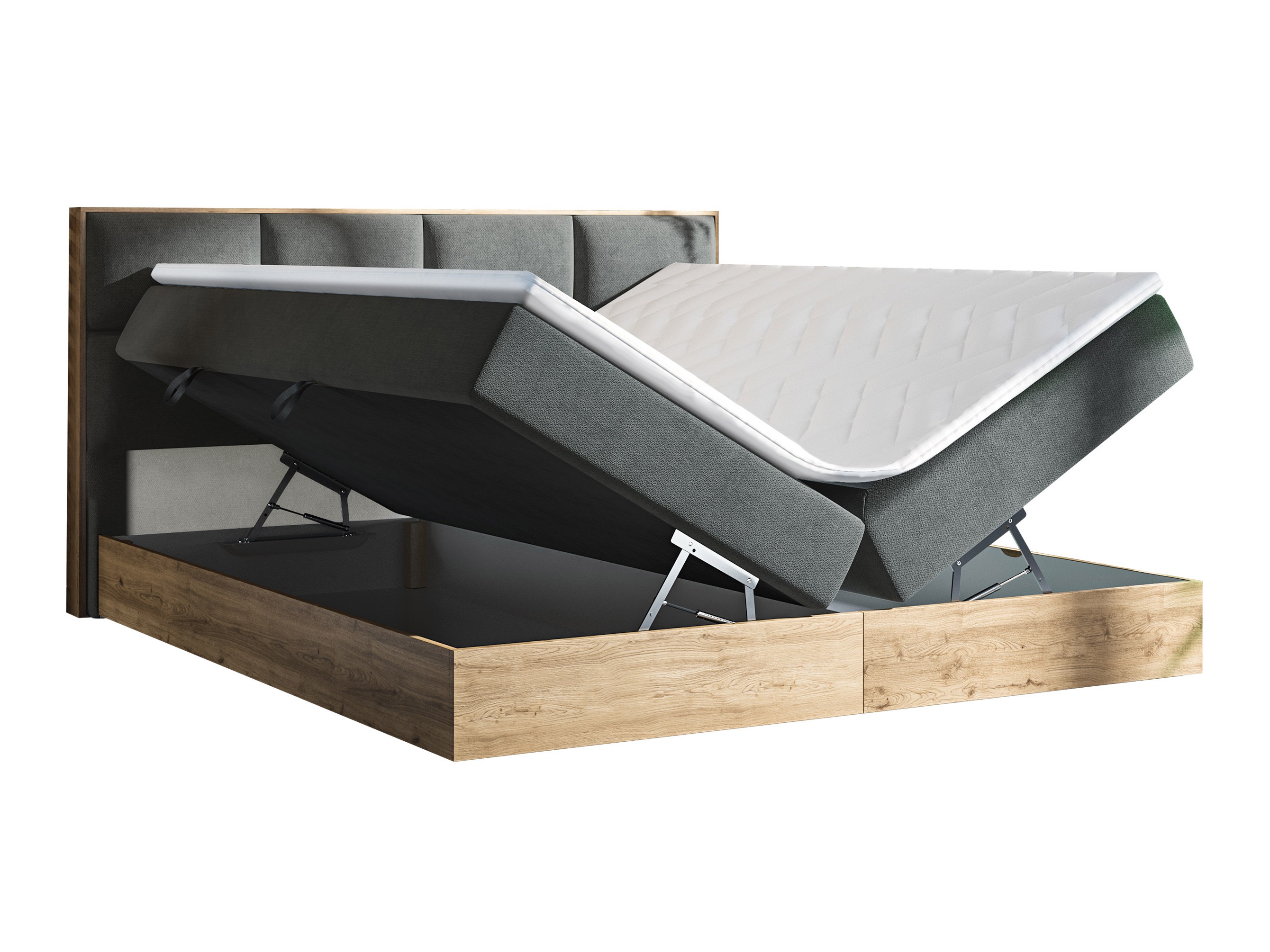 Boxspring postelja ComfiDream Miraena (Zlati hrast + Soro 100)