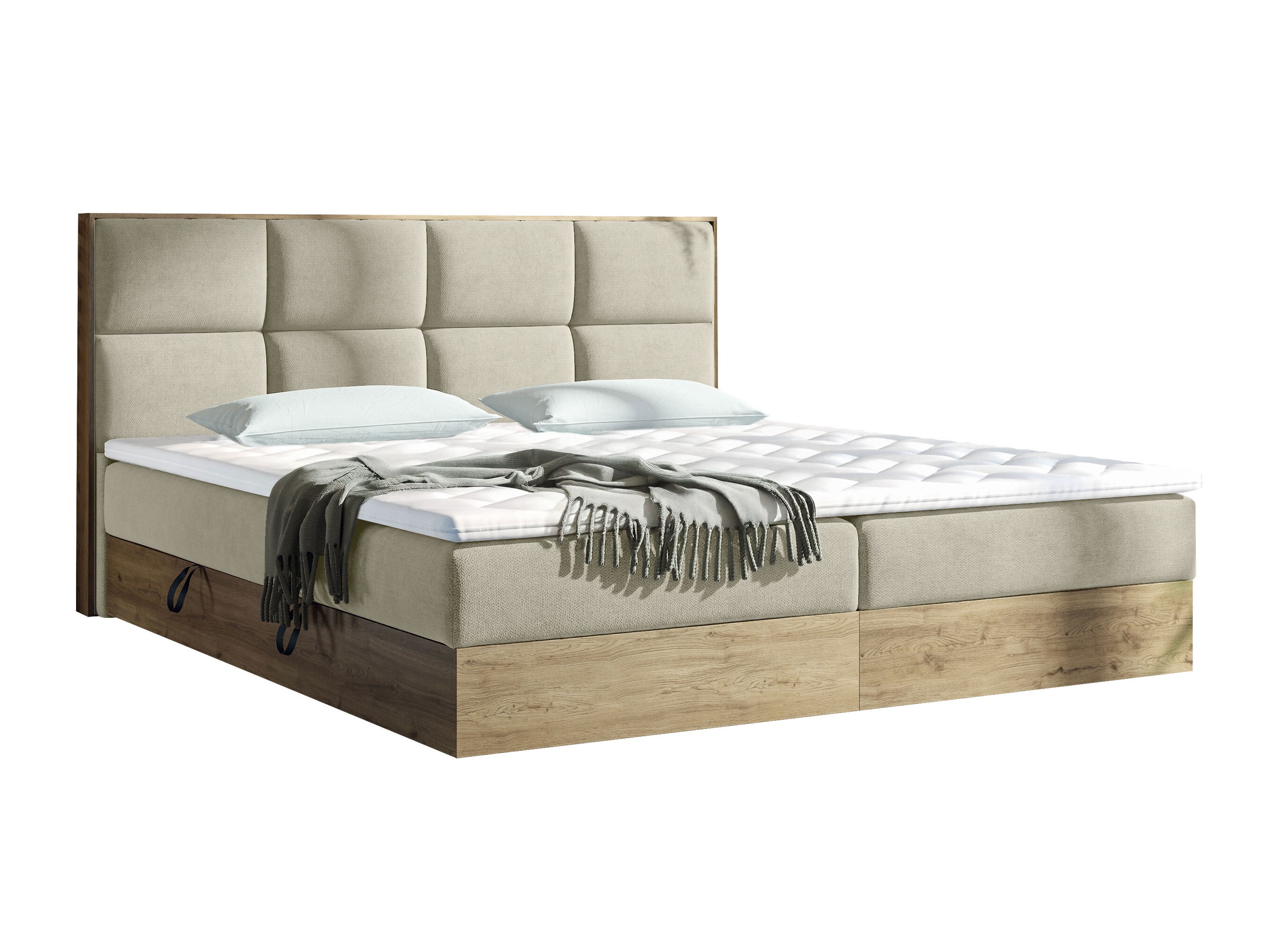 Boxspring postelja ComfiDream Miraena (Zlati hrast + Soro 21)