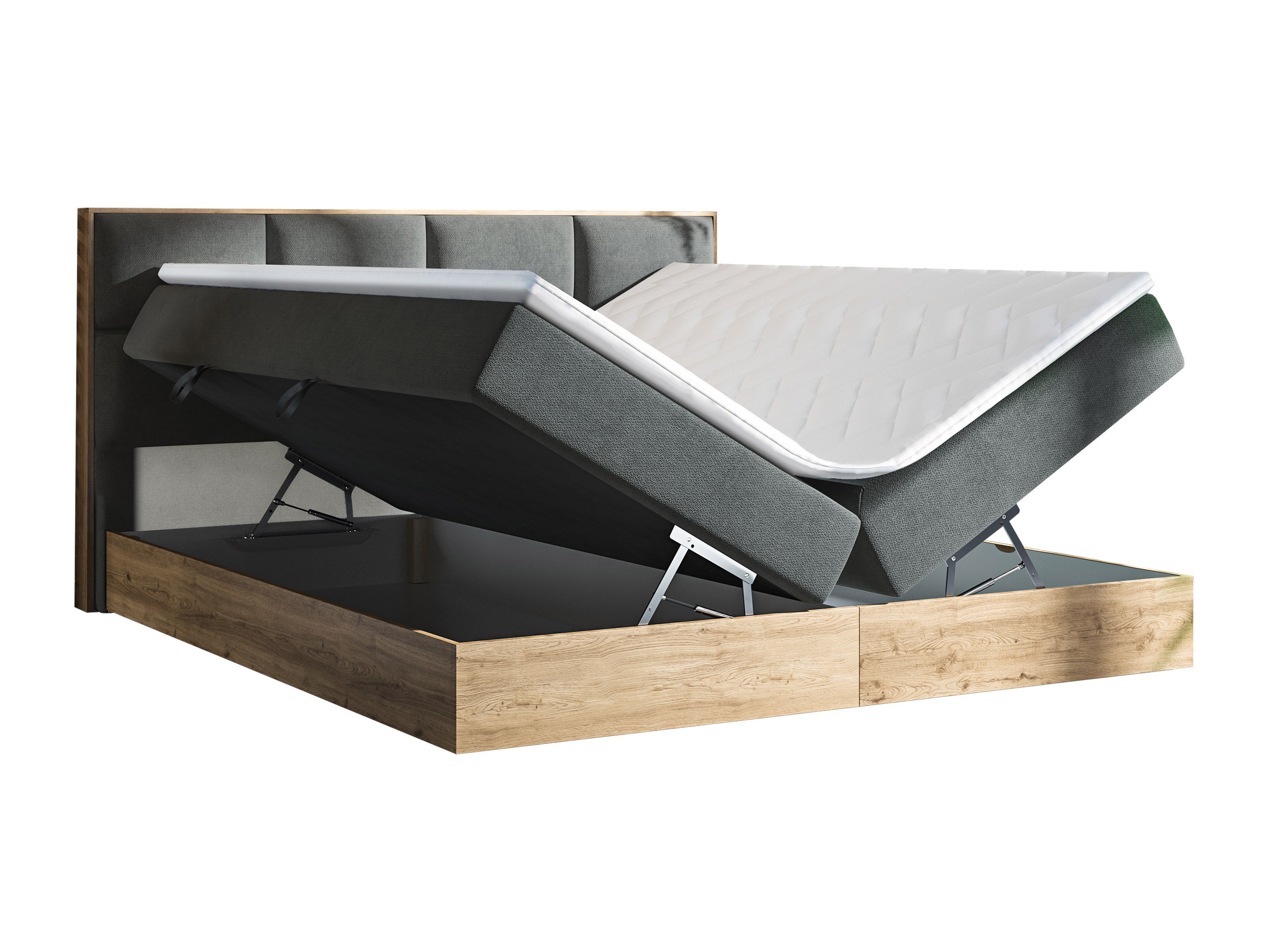 Boxspring postelja ComfiDream Miraena (Zlati hrast + Soro 28)