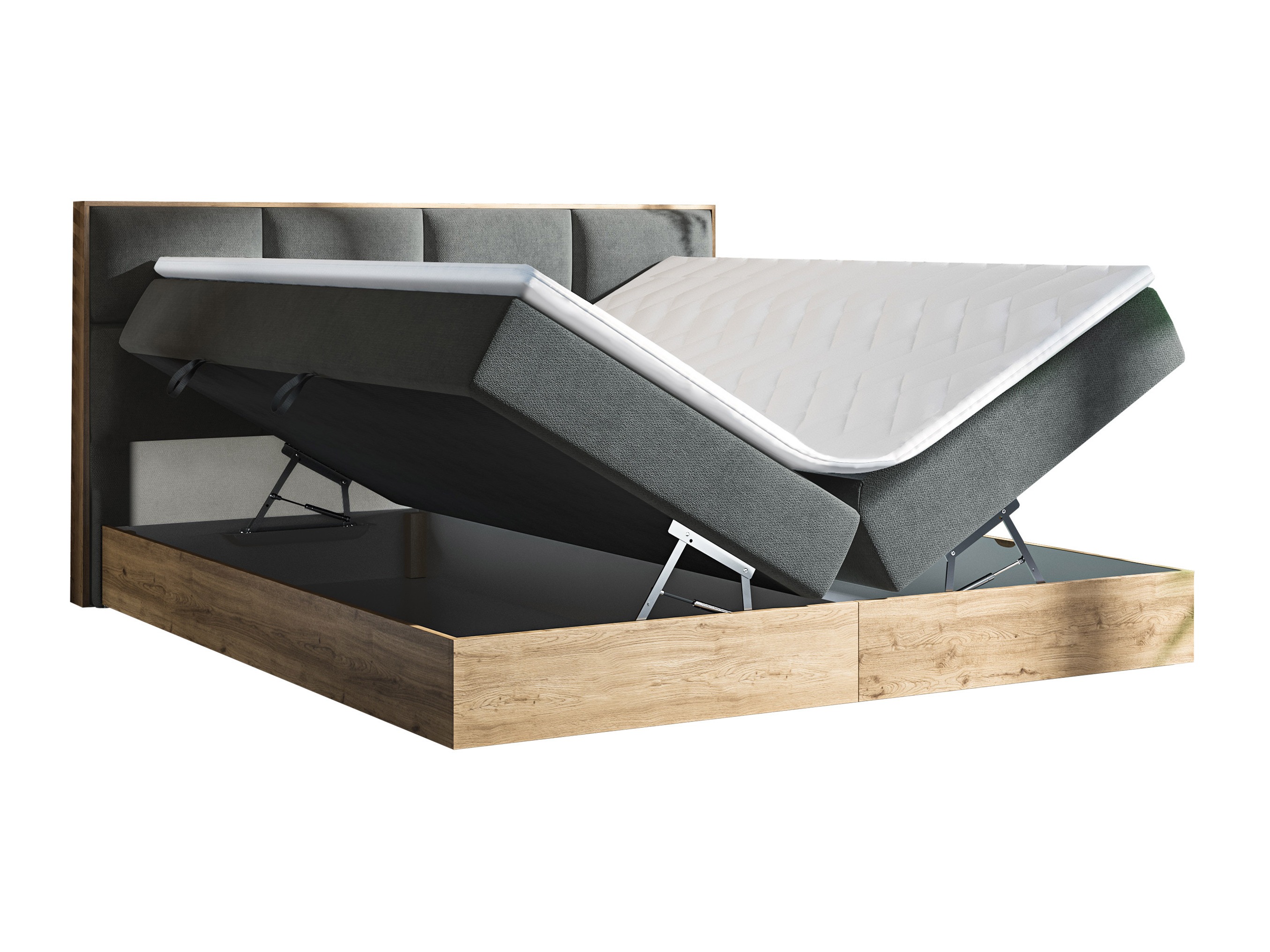 Boxspring postelja ComfiDream Miraena (Zlati hrast + Soro 28)
