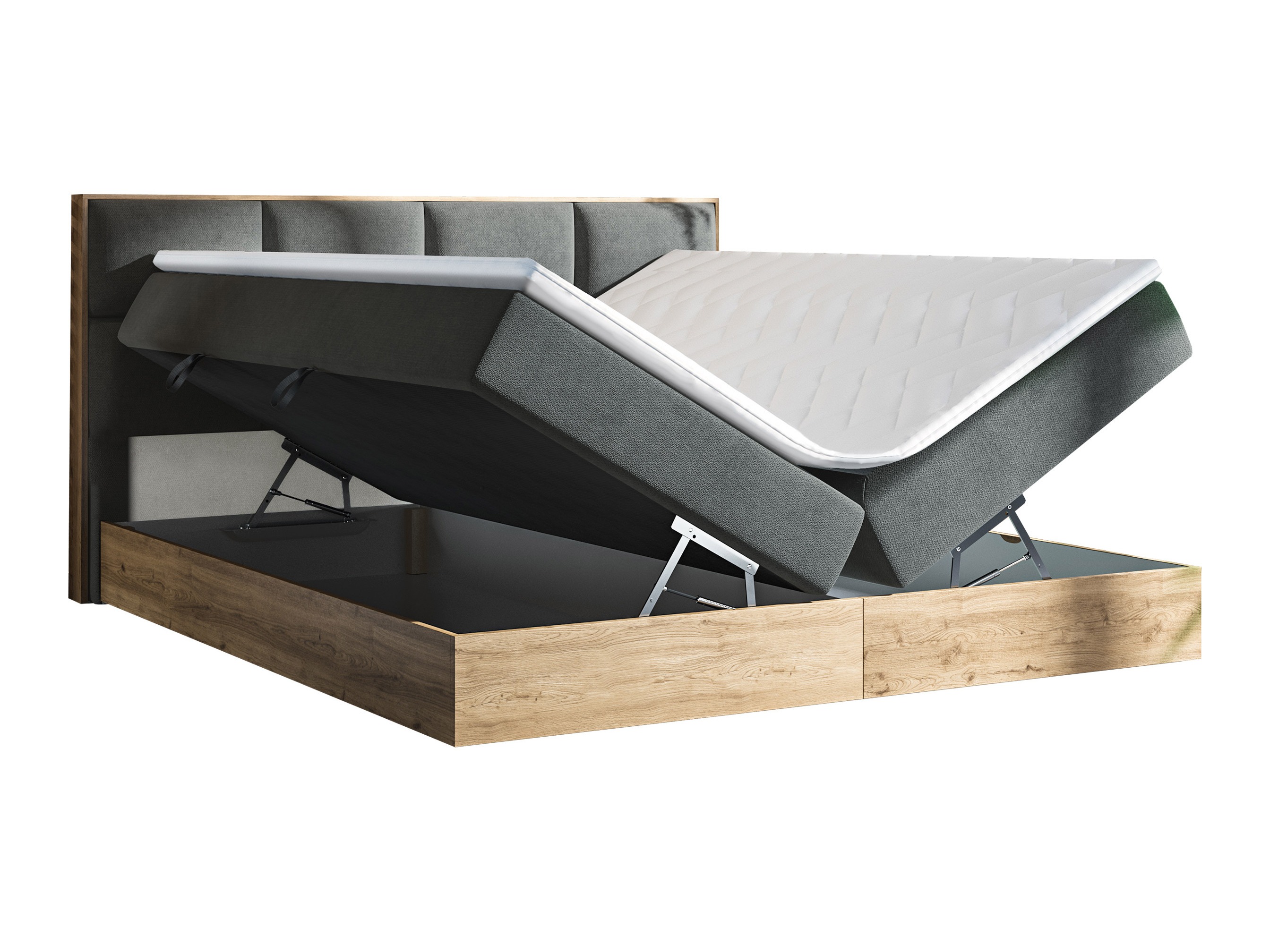 Boxspring postelja ComfiDream Miraena (Zlati hrast + Soro 28)